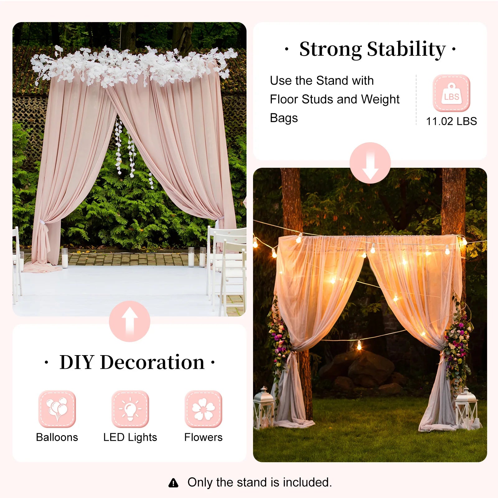 Verstelbare Bruiloft Boog Standaard 2x2m – Wit Metalen Frame voor Feestdecoratie, Bruiloften en Fotoshoots