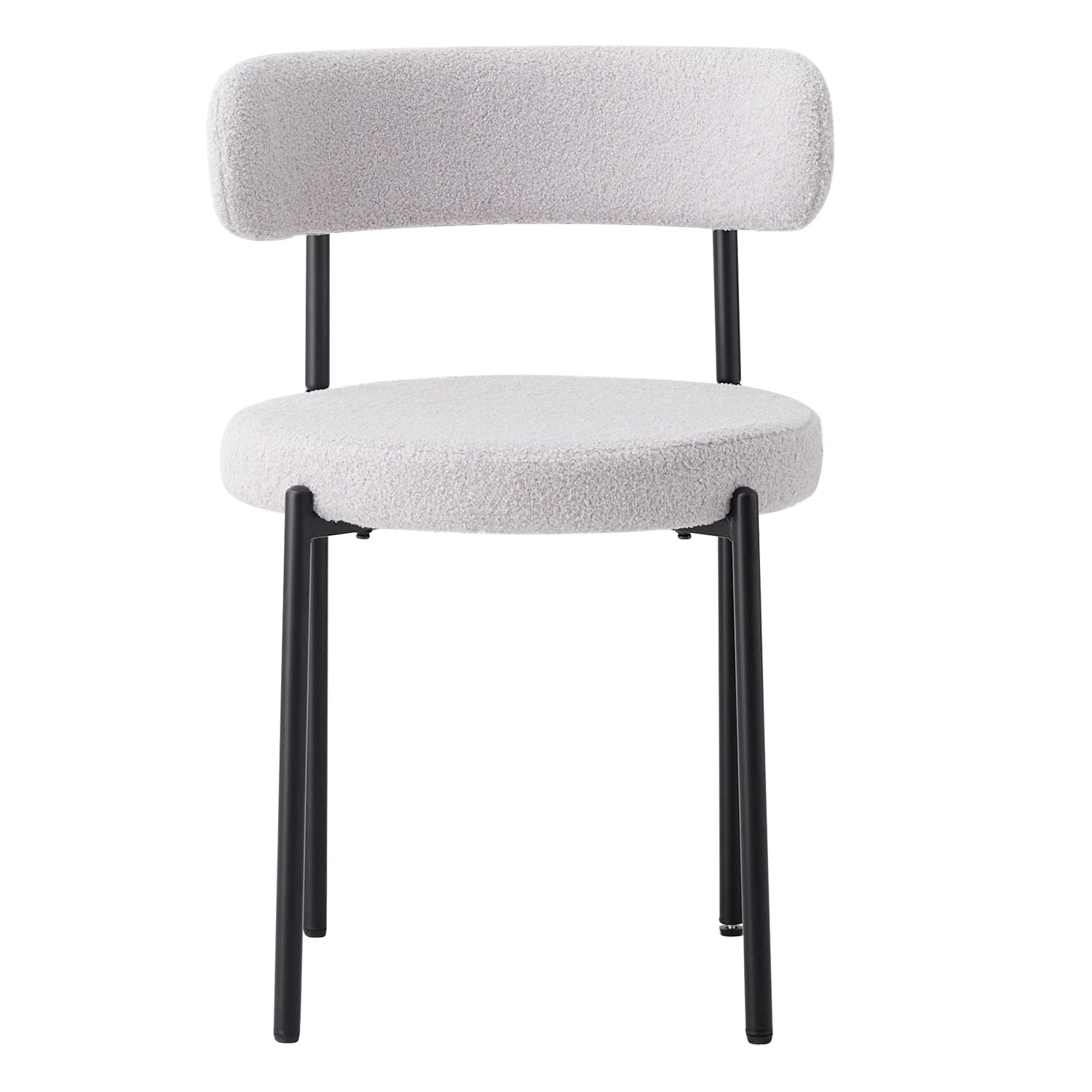 Scandinavische Eetkamerstoelen Set van 4 – Teddy Velvet Stoelen met Metalen Poten – Moderne Keukenstoelen Gestoffeerd – Beige/Zwart Design