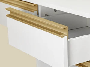 Kaptafel met LED Verlichting en Spiegel – 9 Laden & 9 Opbergvakken – Moderne Make-up Tafel met Verstelbare Verlichting – Wit Goud
