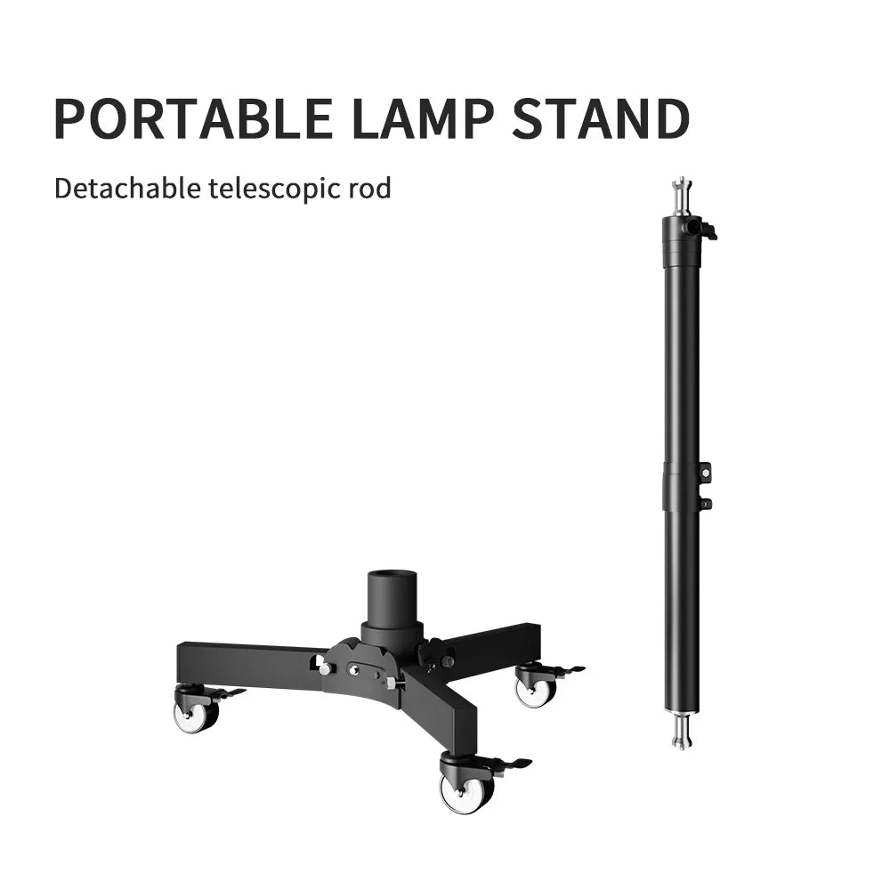 Metalen Vloerlampstatief met Wielen – Fotografie Statief 24‑125 cm Hoogte – Lichtgewicht en Multifunctioneel