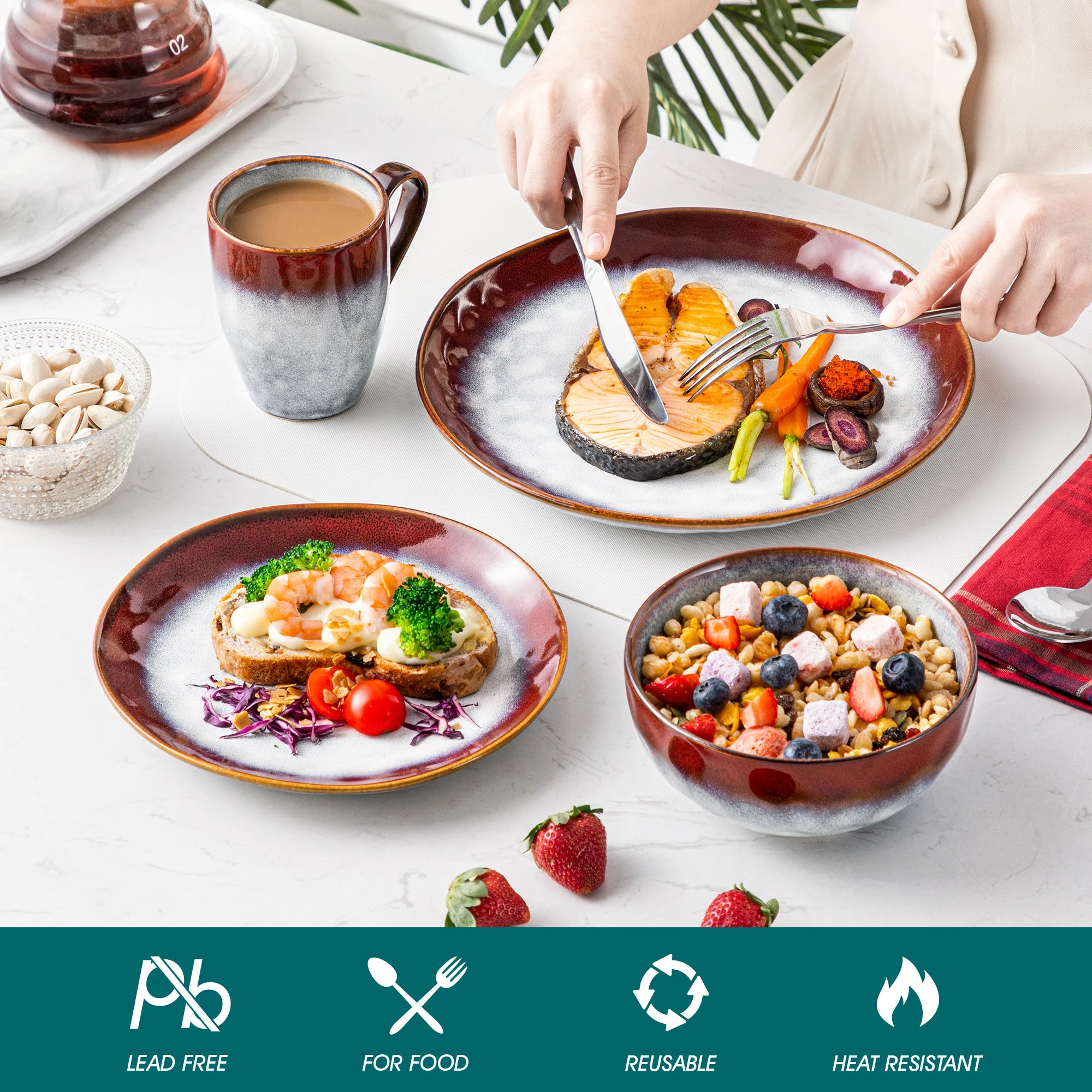 Serviesset 16/32/48-delig – Keramiek Servies voor 4, 8 of 12 Personen – Modern Design