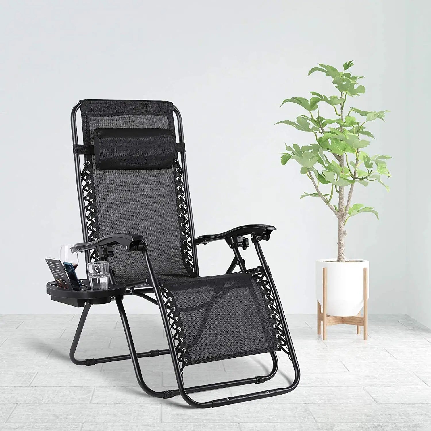 Opvouwbare Zero Gravity Ligstoel – Verstelbare Campingstoel met Bekerhouder – Relaxstoel voor Tuin & Camping tot 140 kg