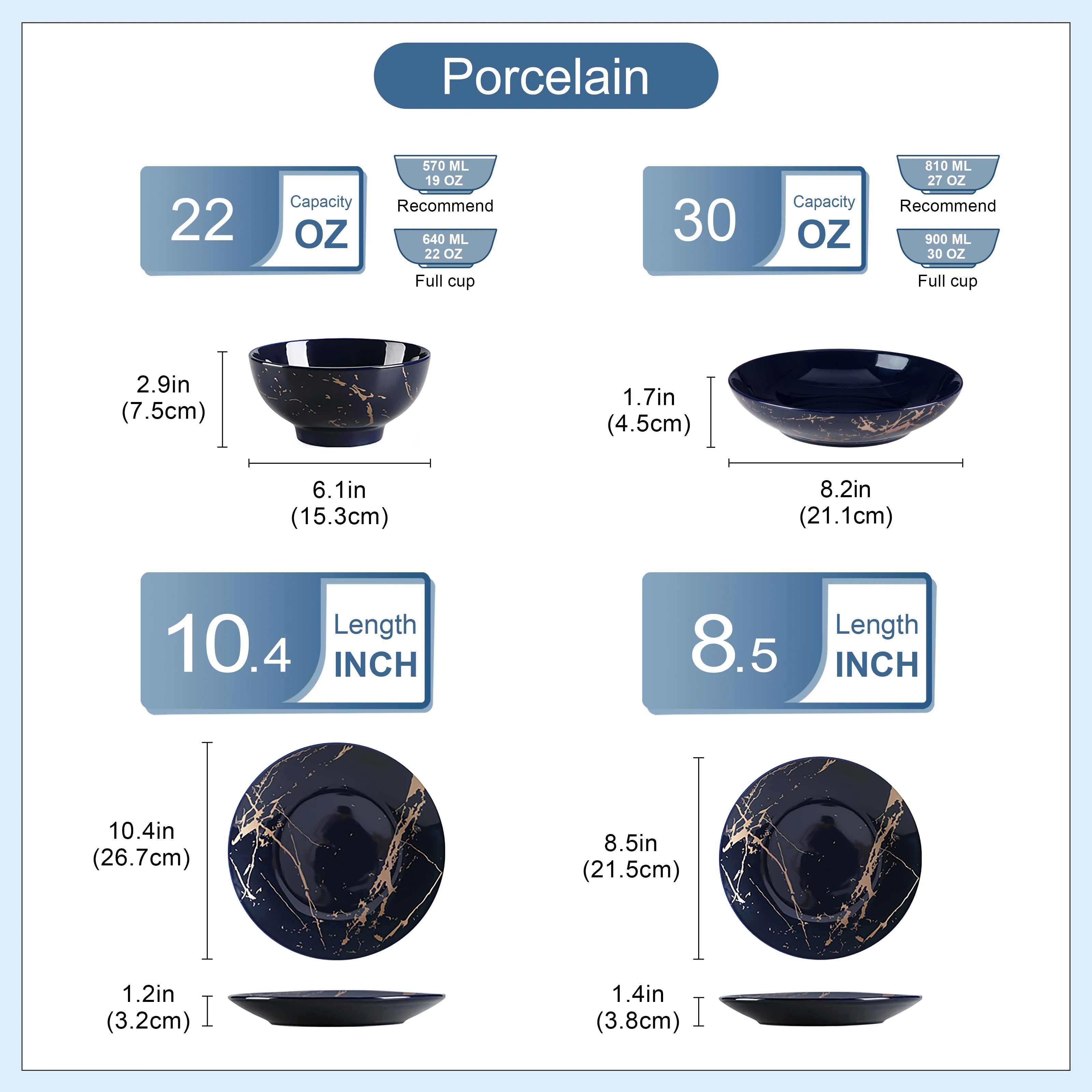 24-delige Goud Serviesset Porselein – Luxe Servies Set voor 6 Personen met Gouden Design Borden en Kommen