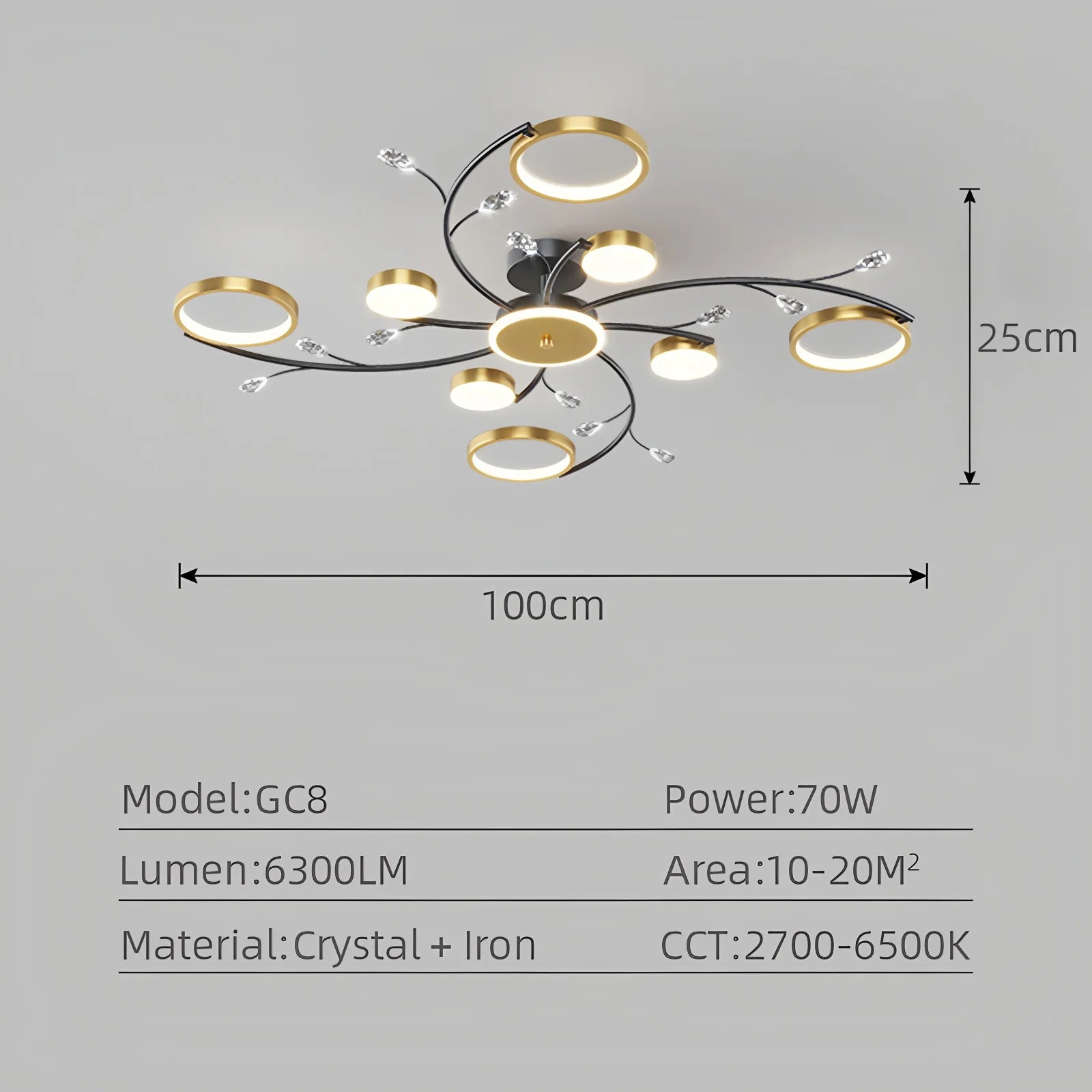 Luxe LED Plafondlamp Goud – Moderne Nordic Kroonluchter met Afstandsbediening & Dimbare Verlichting