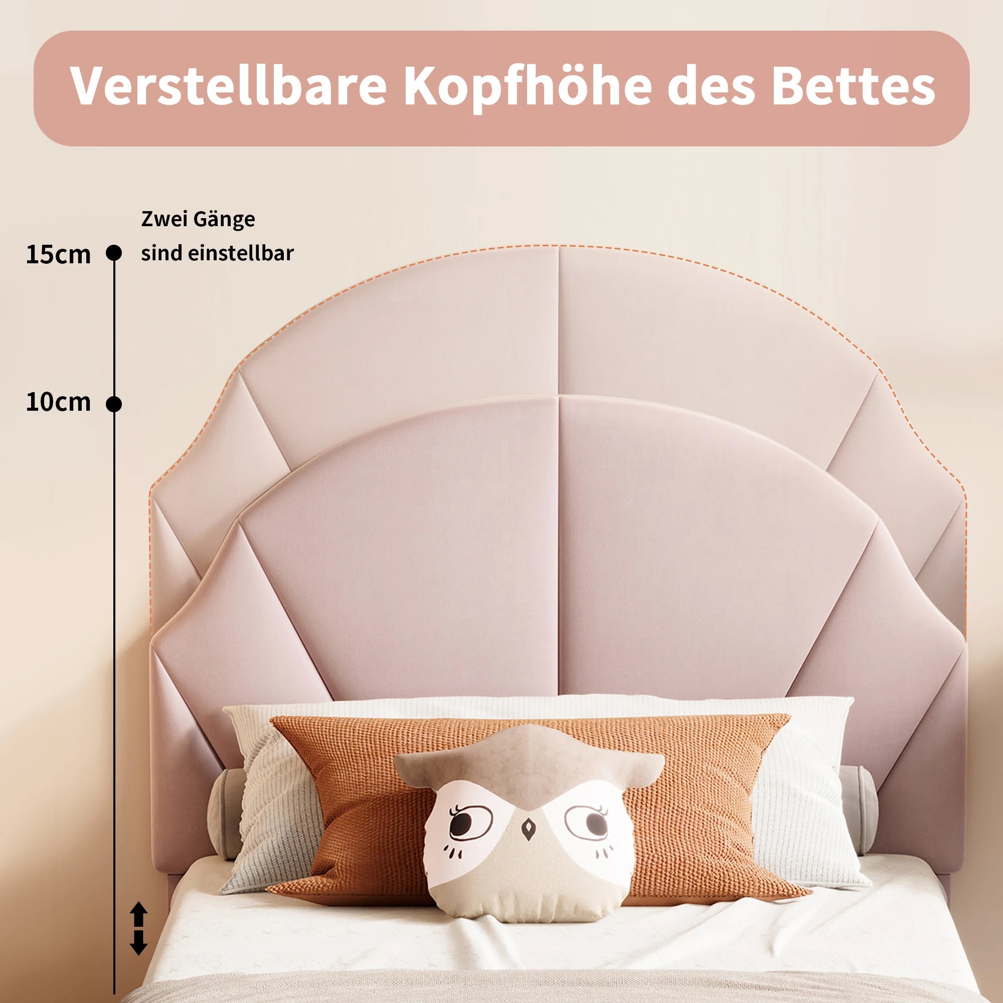 Kinderbed 90x200 Meisjesbed Fluweel Bloemenkroon – Speels & Stijlvol