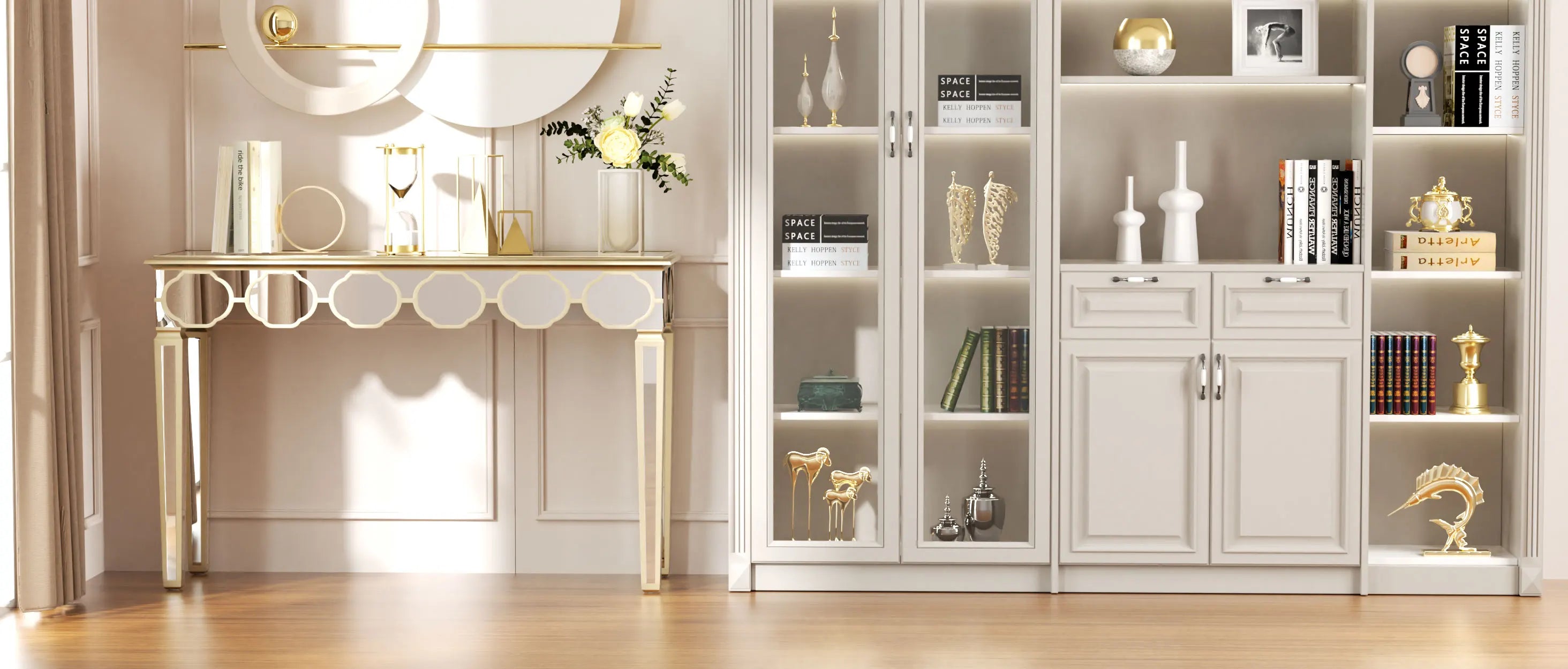 Spiegelconsole Tafel Zilver Goud met Spiegelafwerking – Moderne Sidetable voor Hal en Woonkamer (120 cm)