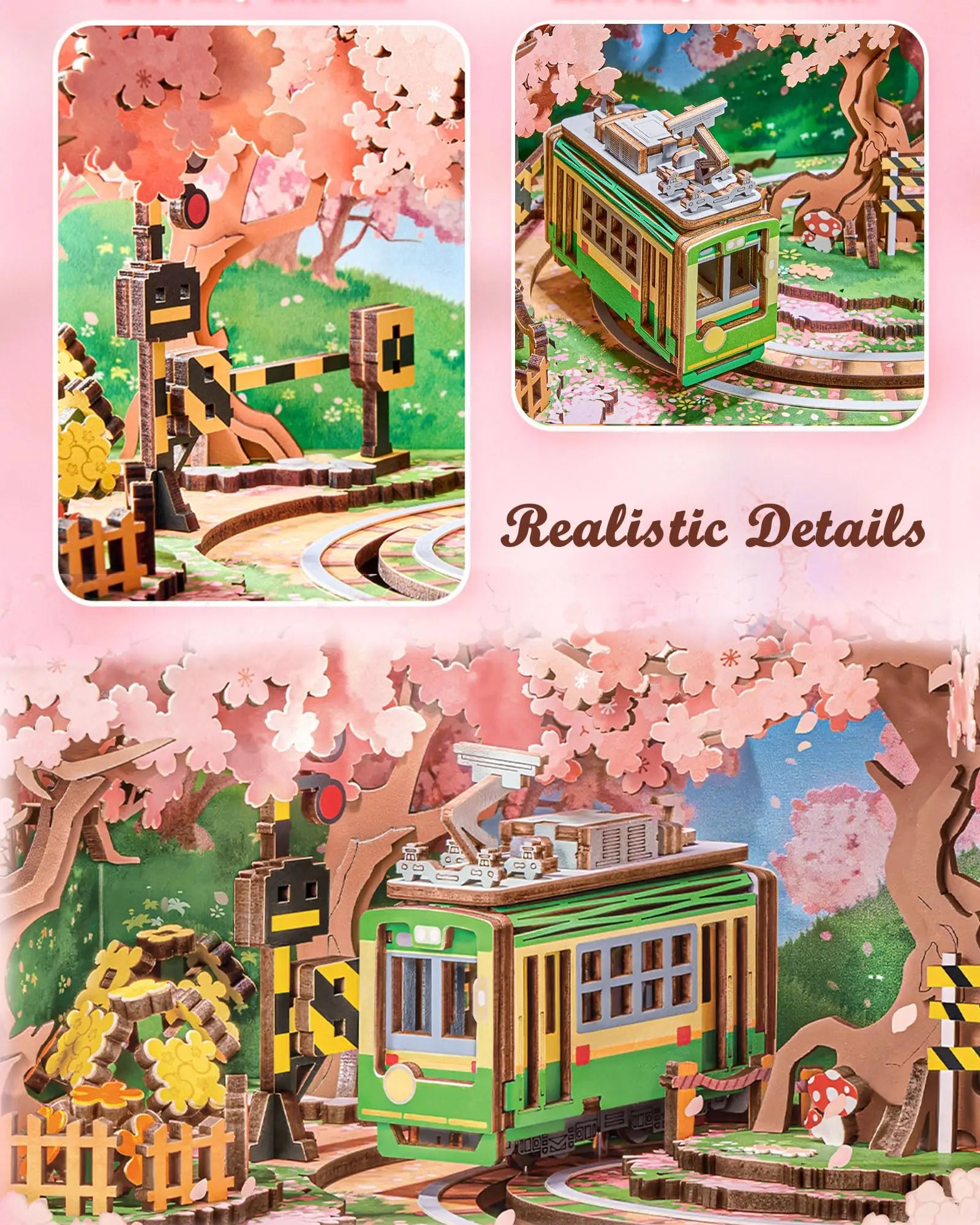 3D Houten Muziekdoos Sakura – DIY Puzzel met LED Licht – Creatief Knutselpakket voor Kinderen en Volwassenen