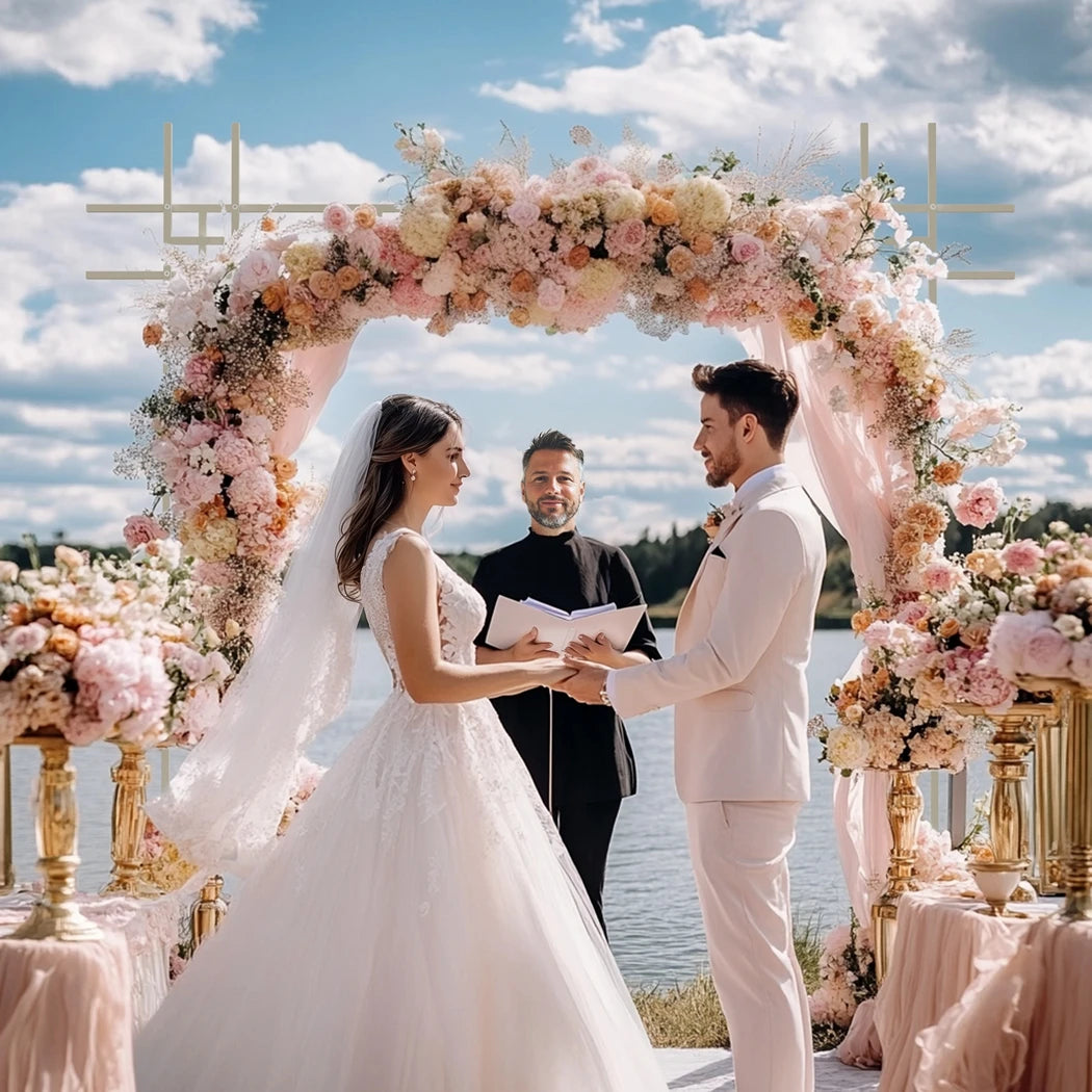 Vierkante Witte Trouwboog Metaal 236x236 cm – Wedding Arch voor Ceremonie, Ballonnen en Bloemen Decoratie – Stevige Feestboog Binnen & Buiten