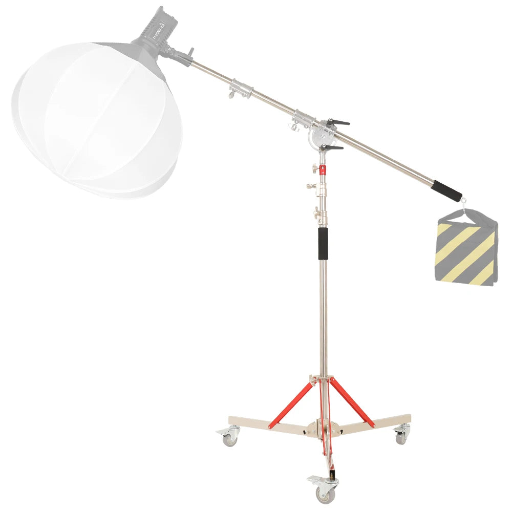 Professioneel 320 cm C-Stand Statief met 3 Wielen – Verstelbaar Fotografie Statief voor Camera’s en Videoproducties