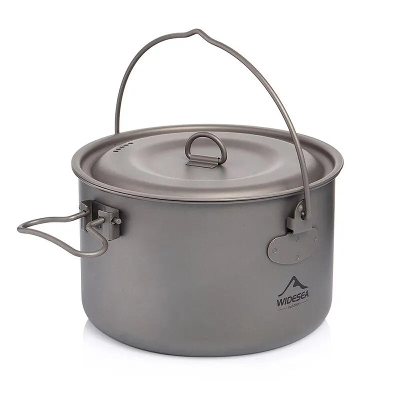 Titanium Outdoor Camping Kookset – Lichtgewicht Titanium Servies Met Kookpot en Koekenpan