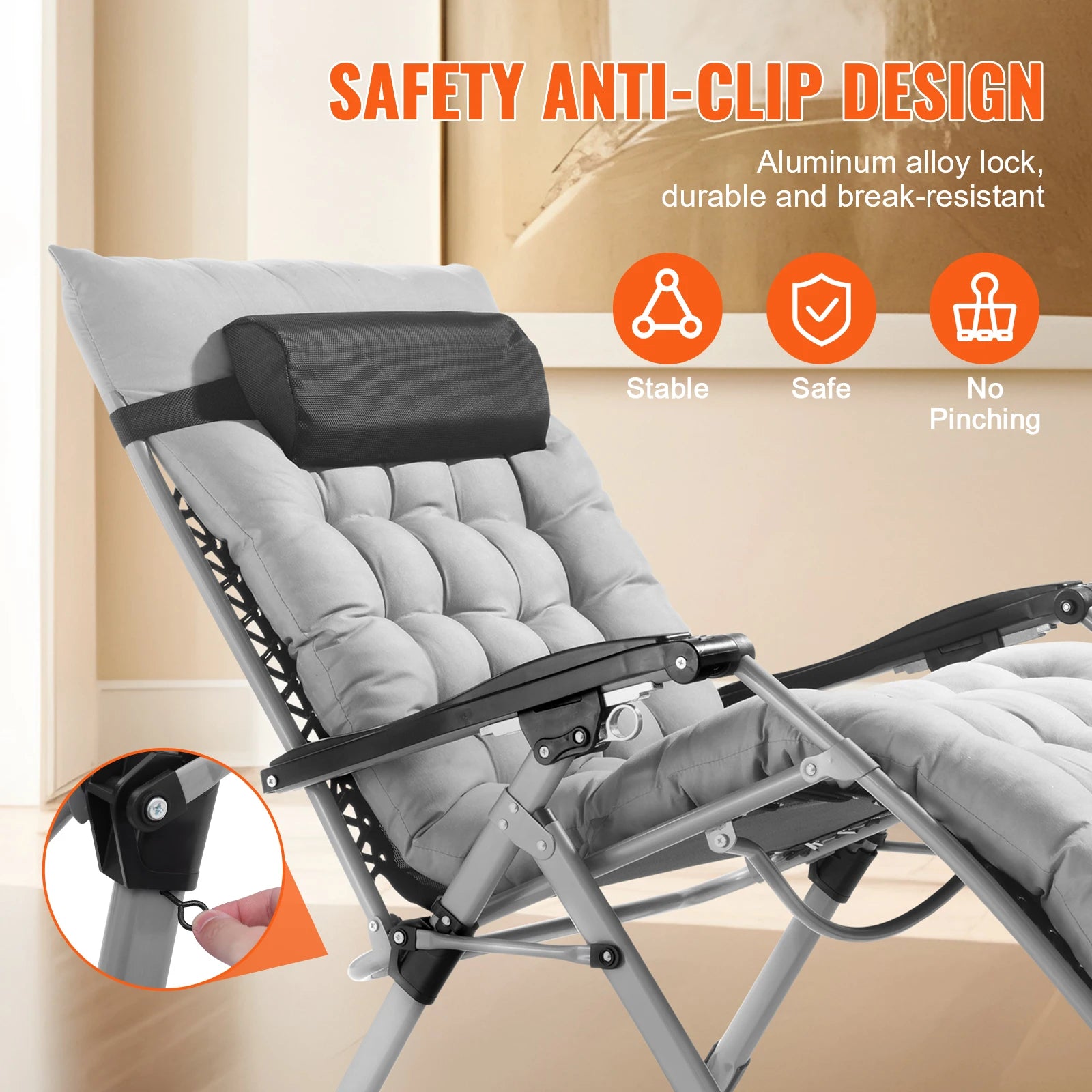 Zero Gravity Stoel Verstelbaar met Kussen & Accessoires – Comfortabele Ligstoel voor Tuin, Camping & Balkon