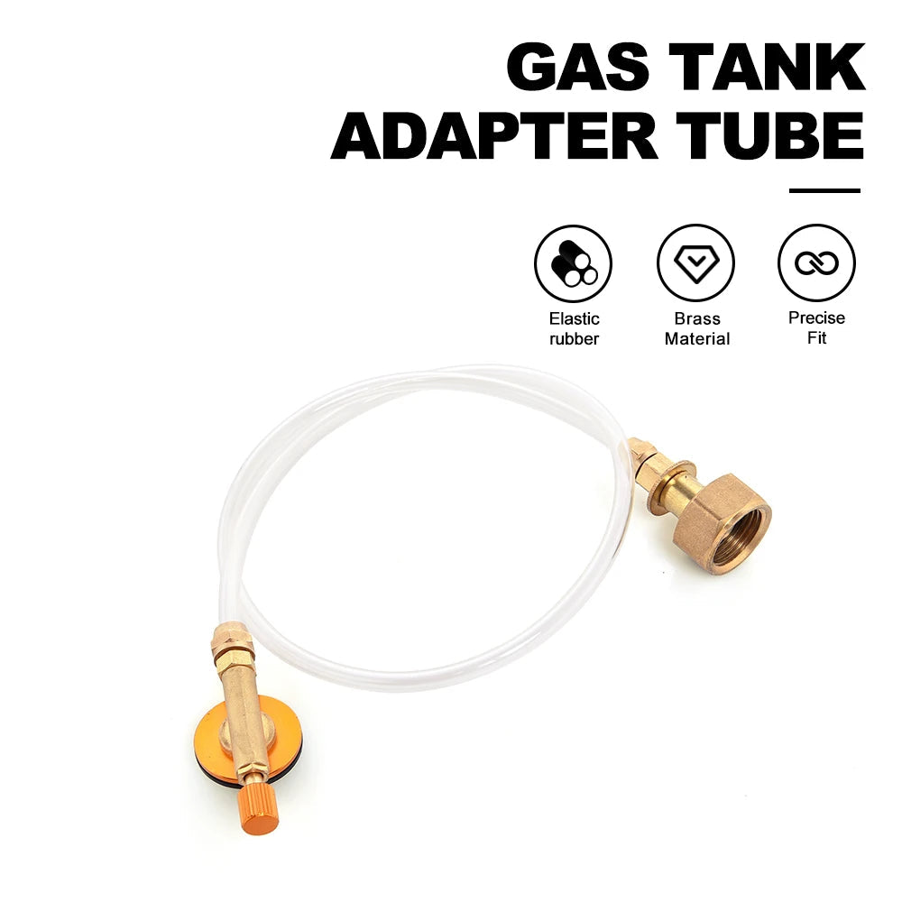 Messing gasfles adapterbuis met elastische slang – veilige aansluiting voor buiten koken
