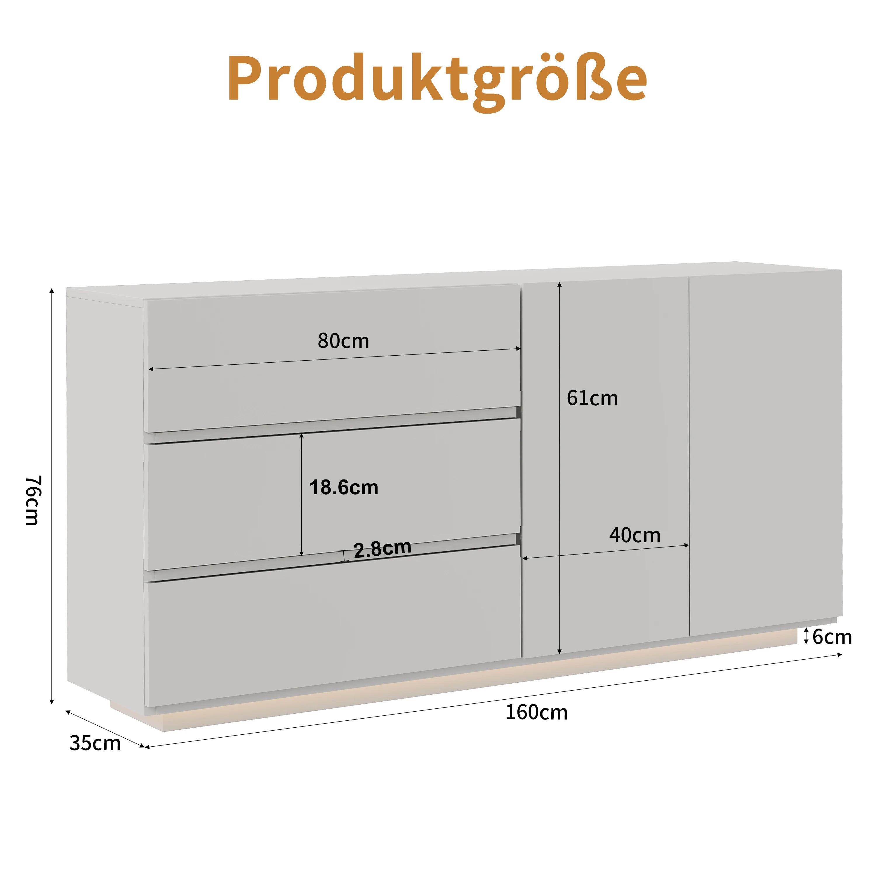 Hoogglans Buffetkast met LED Verlichting – Modern Dressoir met Opbergruimte