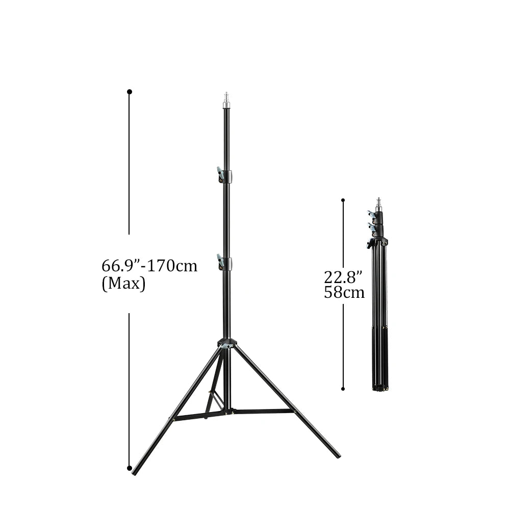 Draagbaar Selfie Lichtstatief 37–200 cm – Verstelbaar Tripod voor Smartphone, Camera en LED Ringlicht