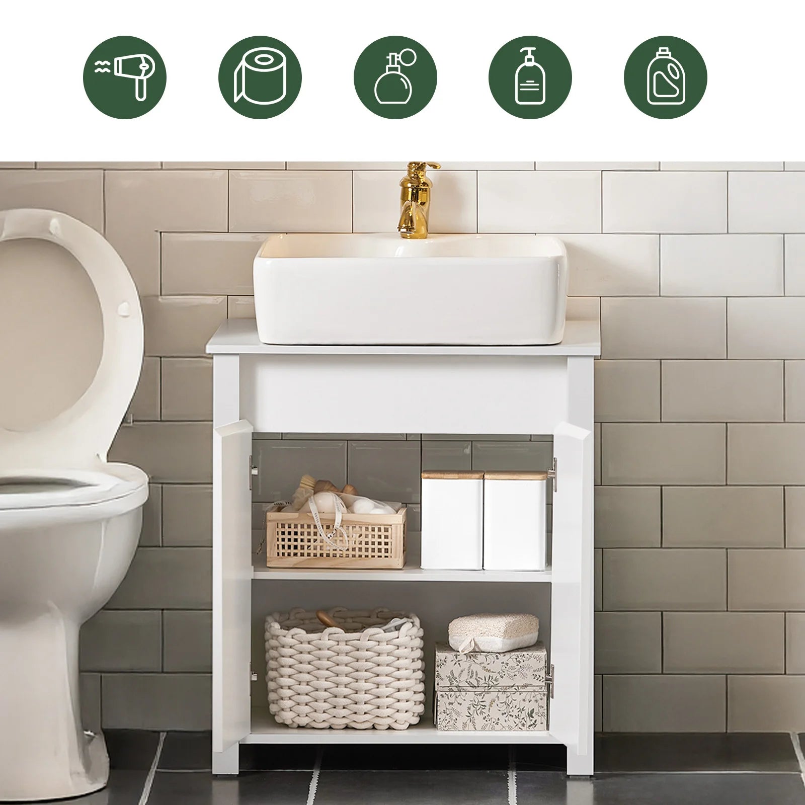 Wastafelonderkast Badkamermeubel 60 cm – Compact en Functioneel Badkamerkastje