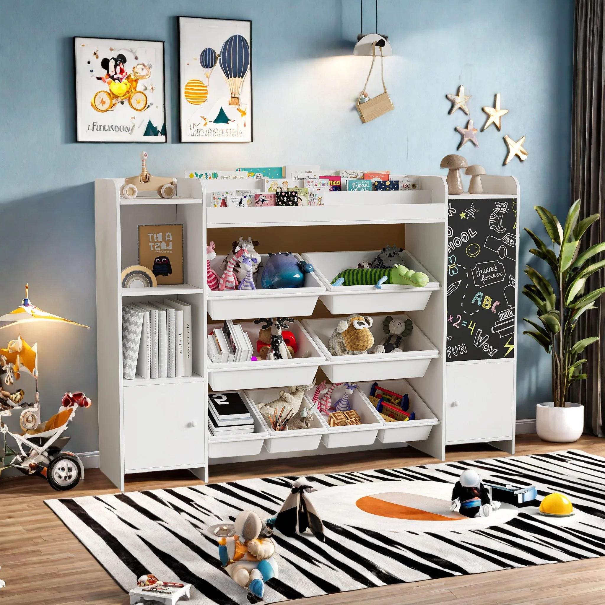 Kinderboekenkast met laden en opbergplanken – multifunctionele opbergoplossing voor peuters en kinderen