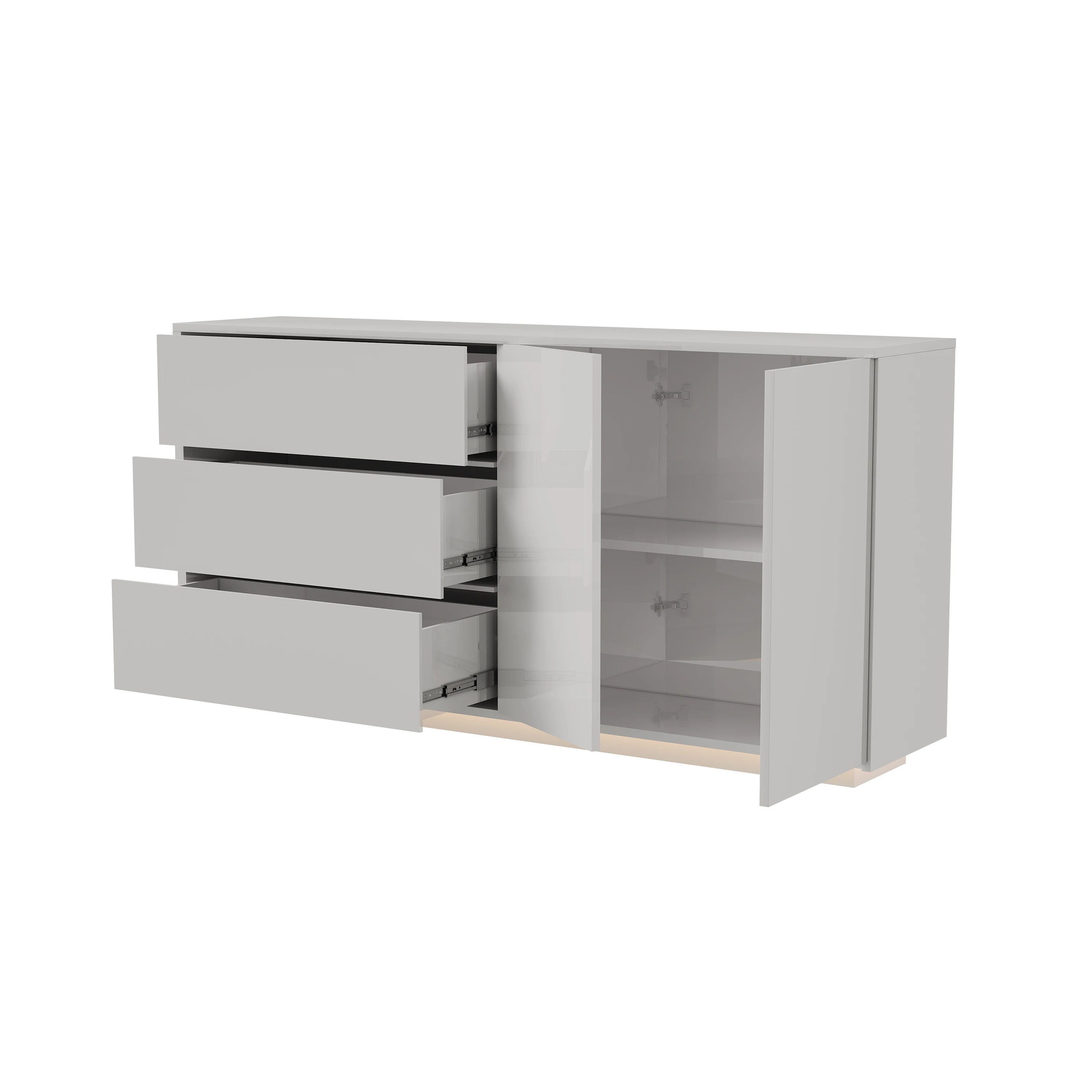Hoogglans Buffetkast met LED Verlichting – Modern Dressoir met Opbergruimte