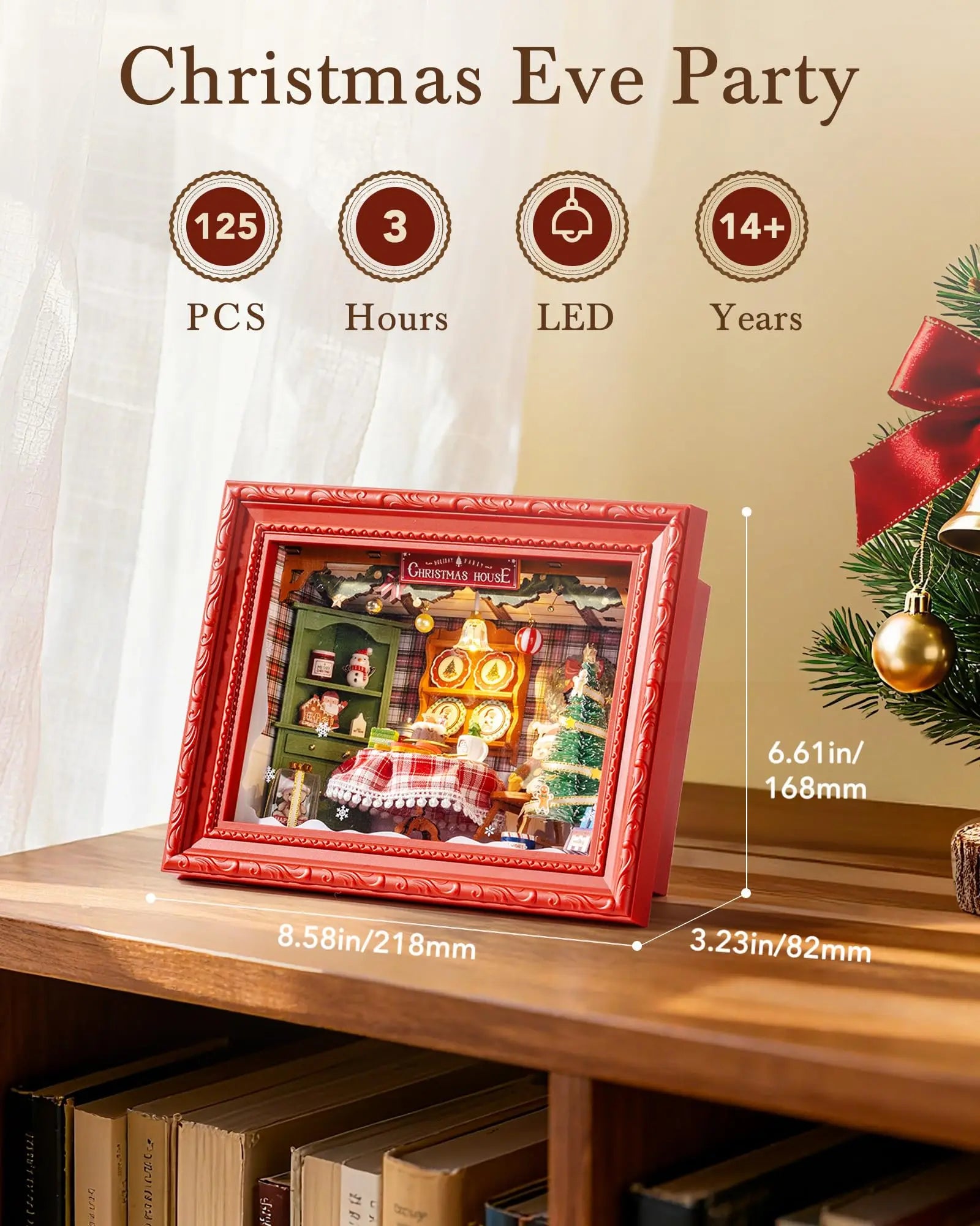 3D LED Kerst Diorama Houten Puzzel – Sfeervolle Kerstdecoratie & Creatief Cadeau voor Volwassenen