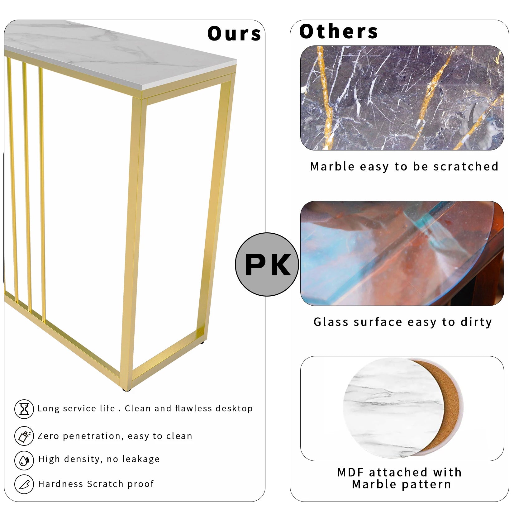 Moderne Marmeren Sidetable met Goud Frame – Smalle Console Tafel voor Hal, Entree en Woonkamer