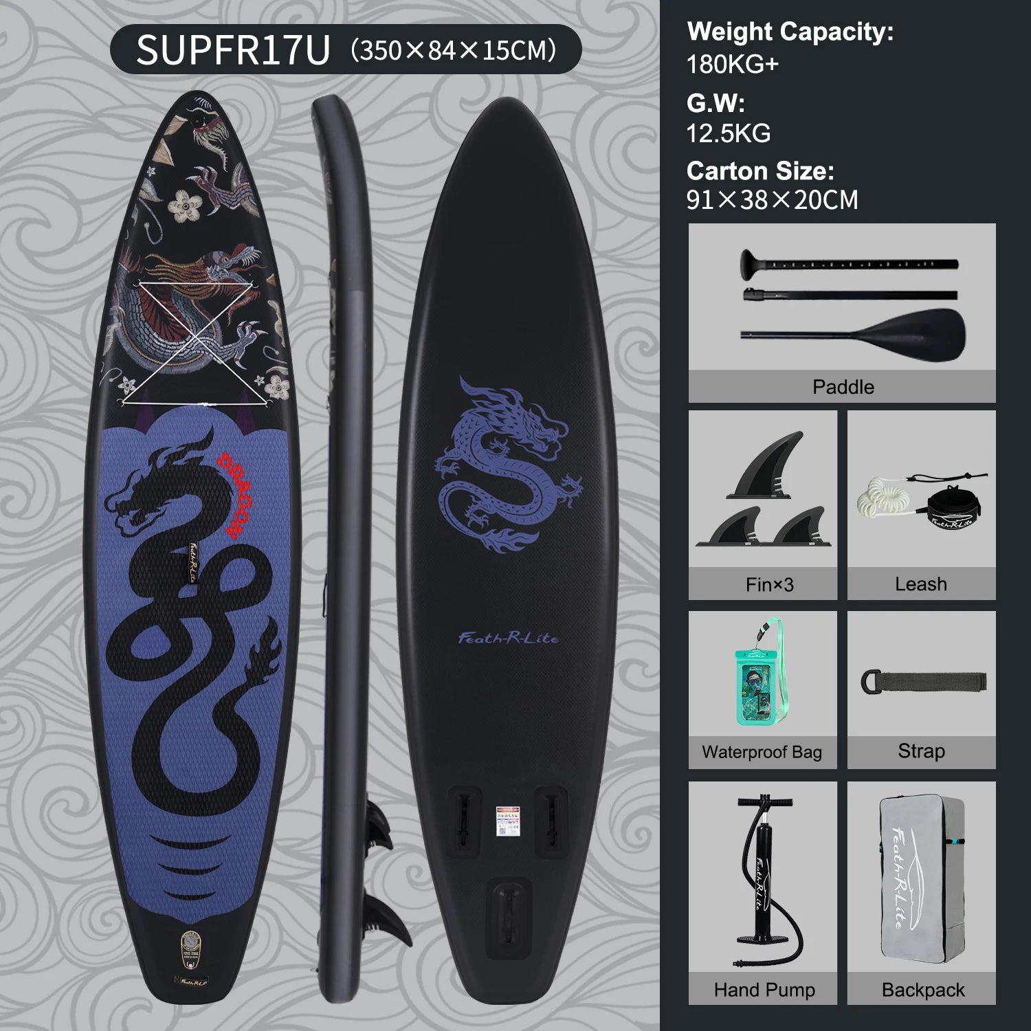Opblaasbaar SUP Board 11'6" – Koi Paddle Board met Accessoires – Stand Up Paddle Surfboard voor Volwassenen