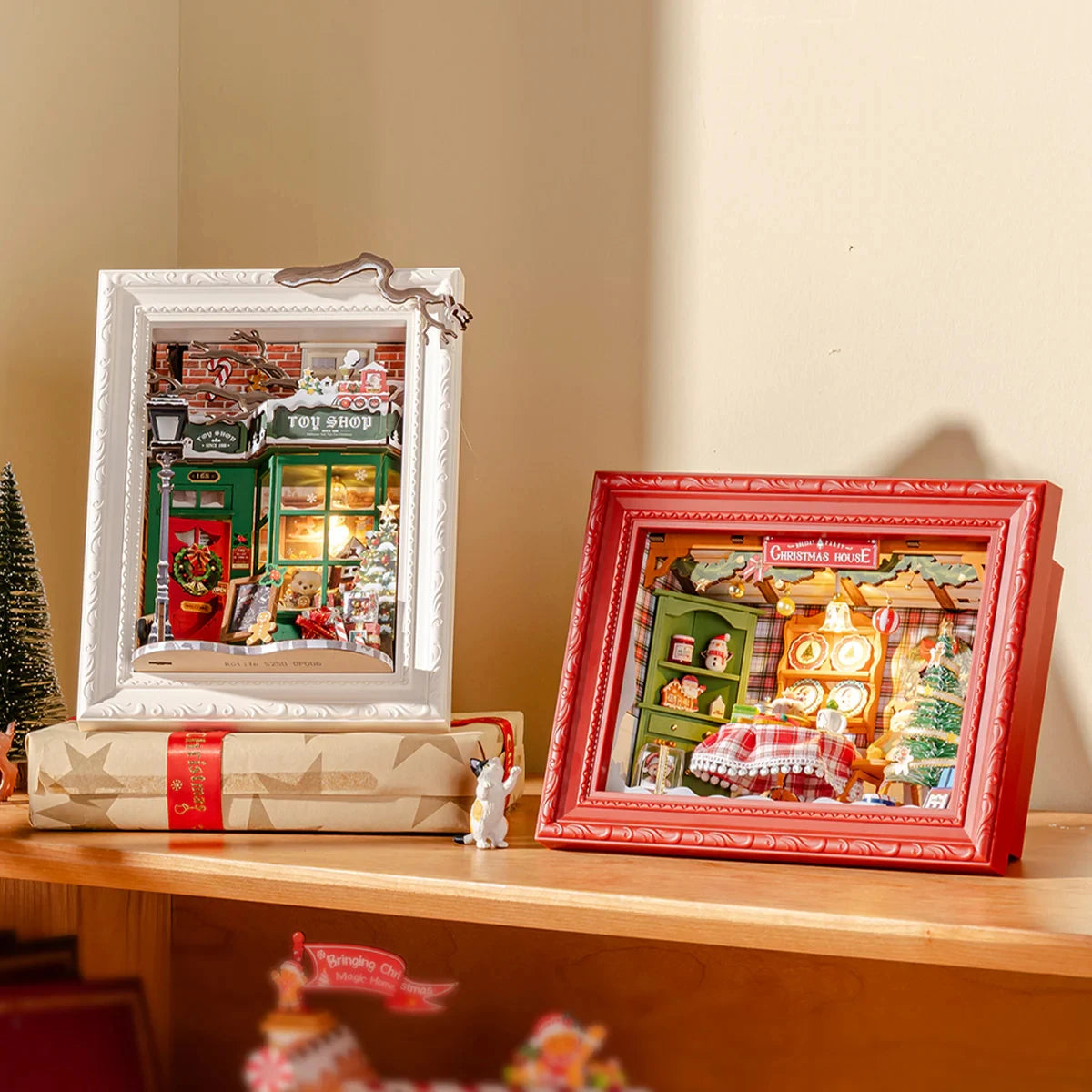 3D LED Kerst Diorama Houten Puzzel – Sfeervolle Kerstdecoratie & Creatief Cadeau voor Volwassenen