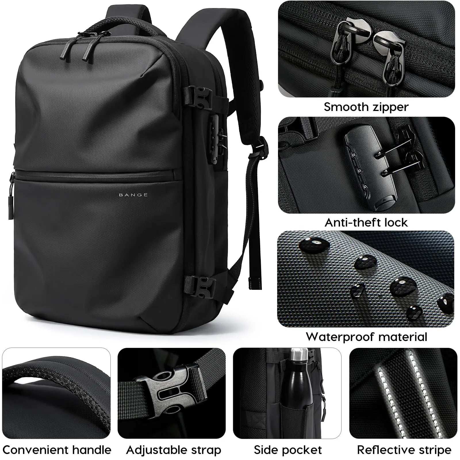 Anti‑Diefstal Laptop Rugzak 15.6 Inch – Waterdichte Reis & Business Backpack met Vacuum Compressie en Schoenenvak