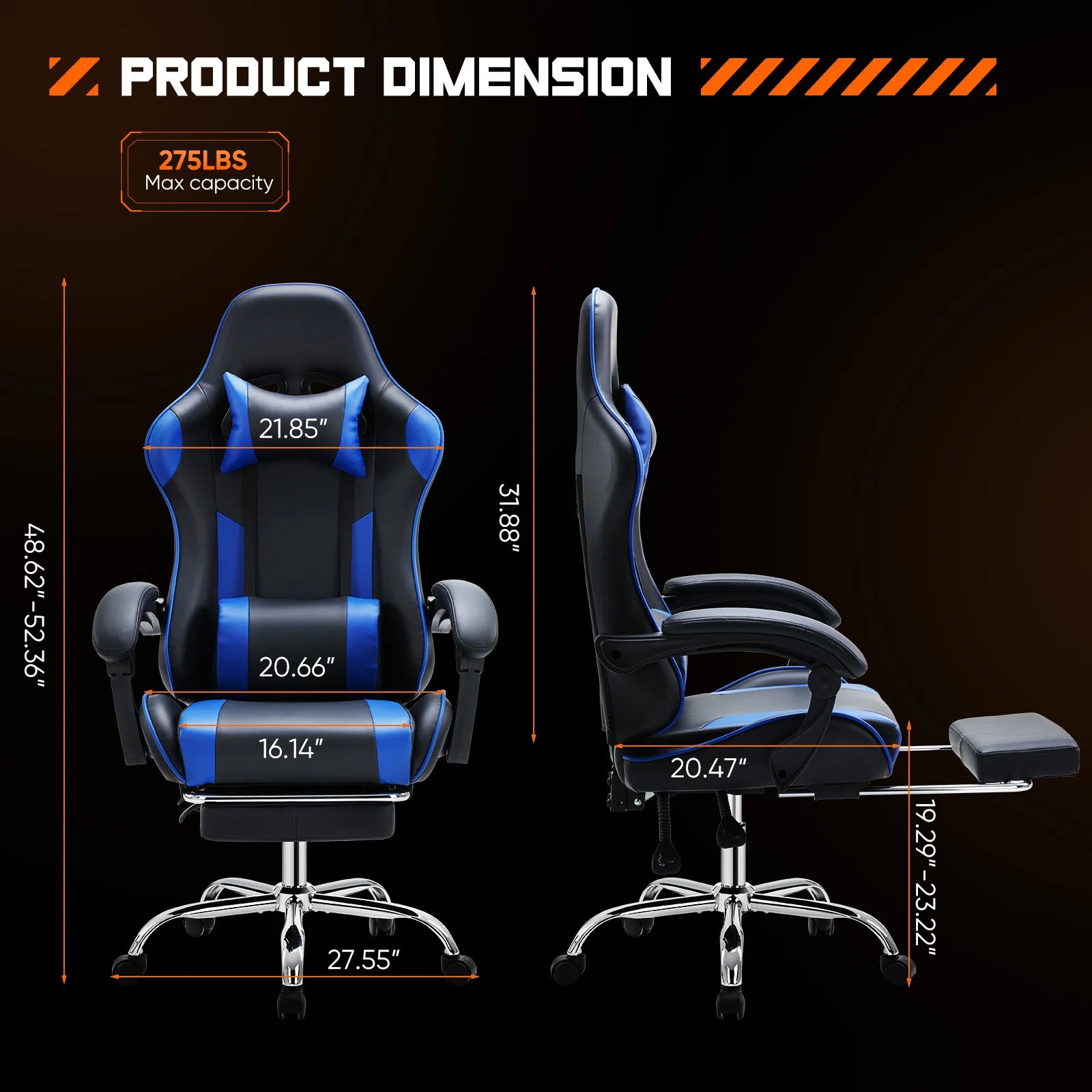 Ergonomische Gaming Stoel met Verstelbare Hoogte en Lendensteun – Draaibare Bureaustoel van PU Leer voor Kantoor & Thuisgebruik