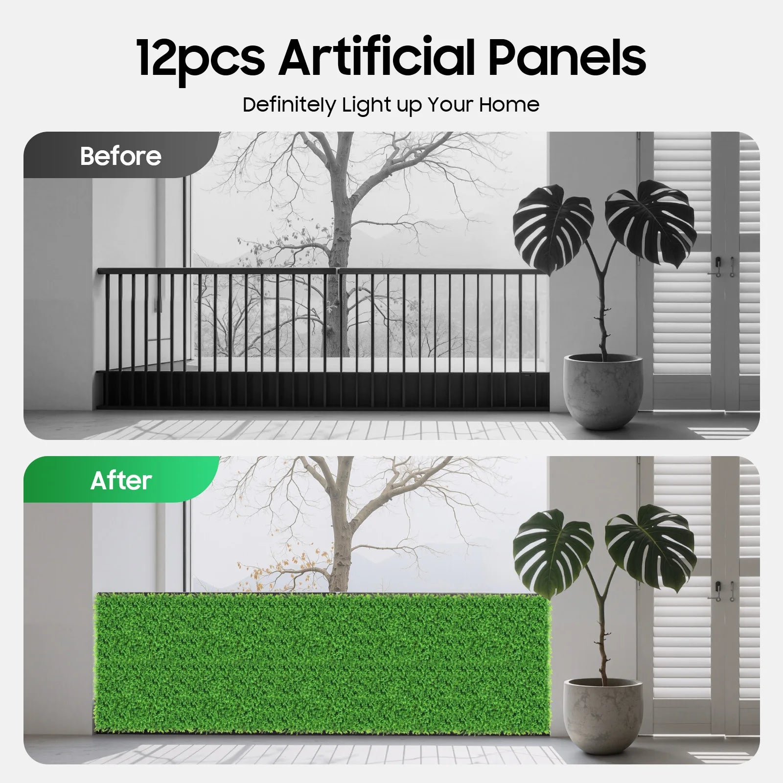 Kunstgras Wanddecoratie Set van 12 – Buxushagen Panelen 40x60 cm voor Groene Muur Binnen en Buiten