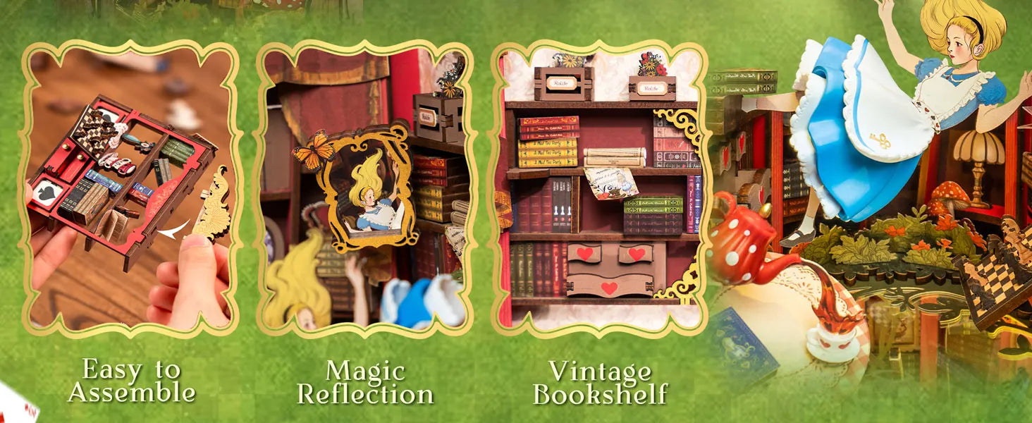 DIY Miniatuur Book Nook Kit – Houten Sprookjeshuis met LED Verlichting – Creatieve Puzzel voor Volwassenen en Kinderen