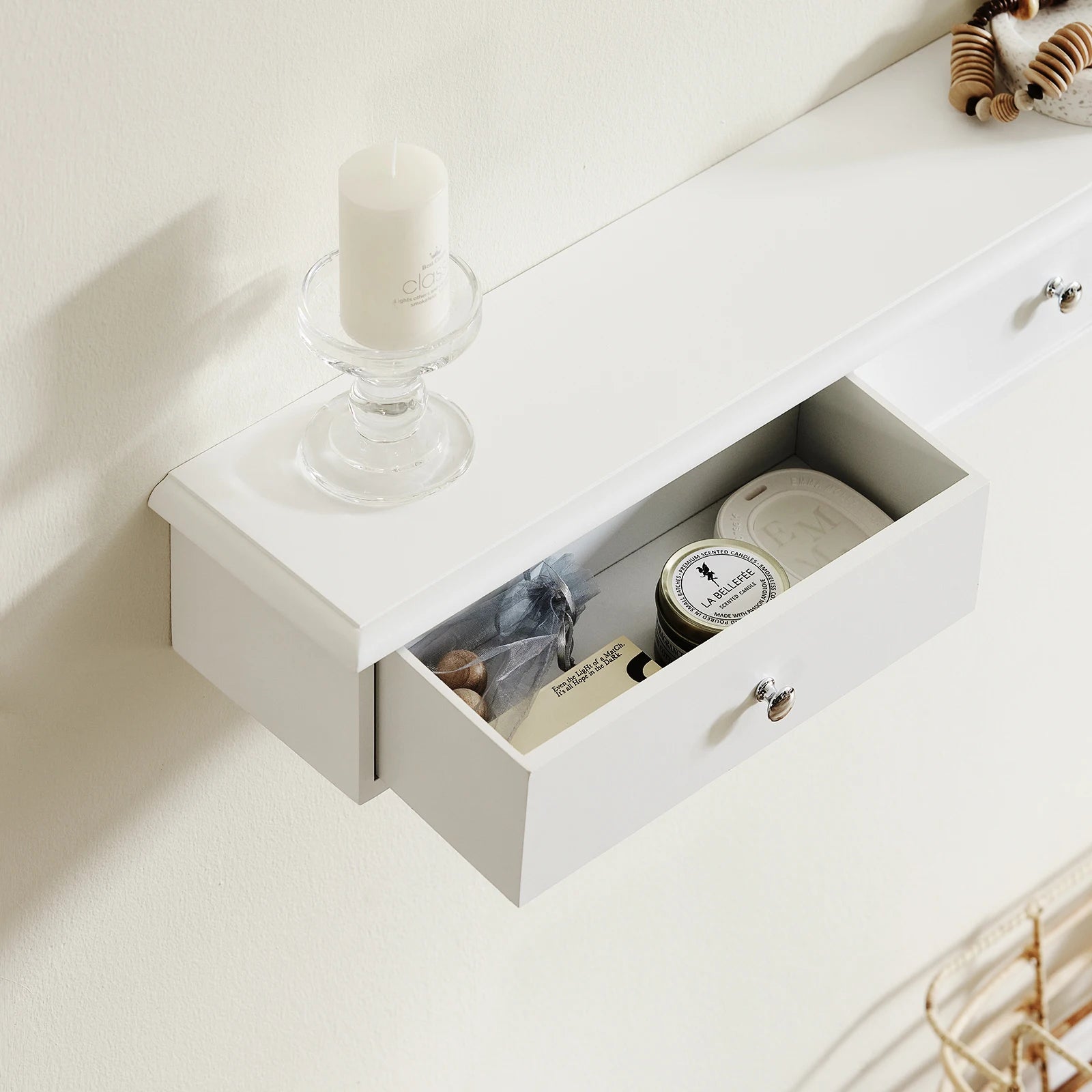 Smalle wandkast met 3 lades – Wandmeubel opbergruimte voor hal, badkamer & woonkamer