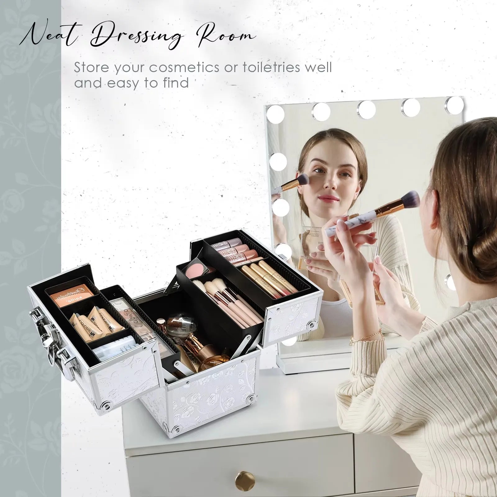 Draagbare Make-up Train Case – 4 Lades Organizer Koffer – Waterdicht en Reisklaar