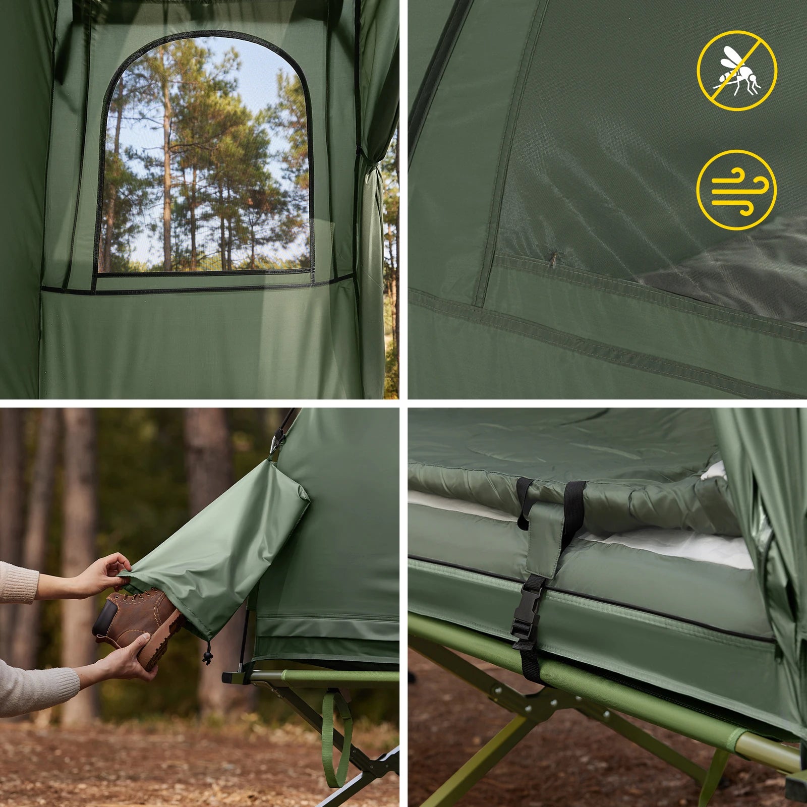 1-Persoons Outdoor Iglo Tent met Luchtbed en Pomp – Complete Camping Tent Set met Slaapzak en Draagtas