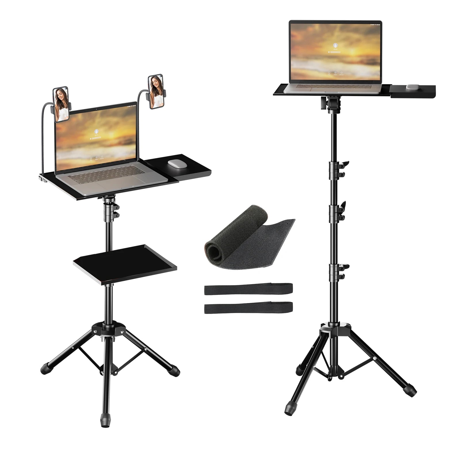 Verstelbaar Projector- en Laptopstatief 145 cm – Mobiel Statief met Wielen voor Camera, Laptop en Projector – Opvouwbaar en Draagbaar