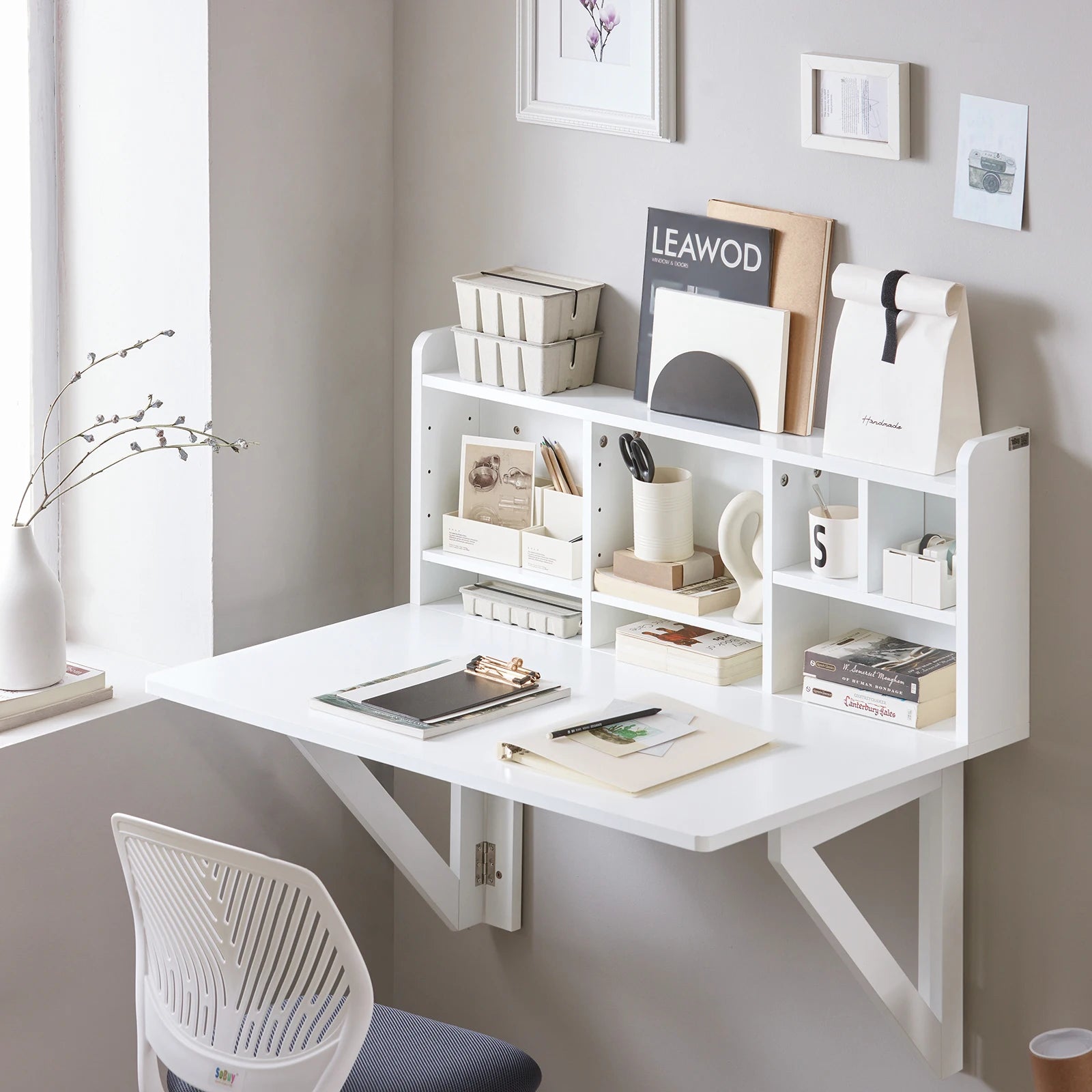 Wandklaptafel inklapbaar wit voor ruimtebesparing – 90×78×60 cm