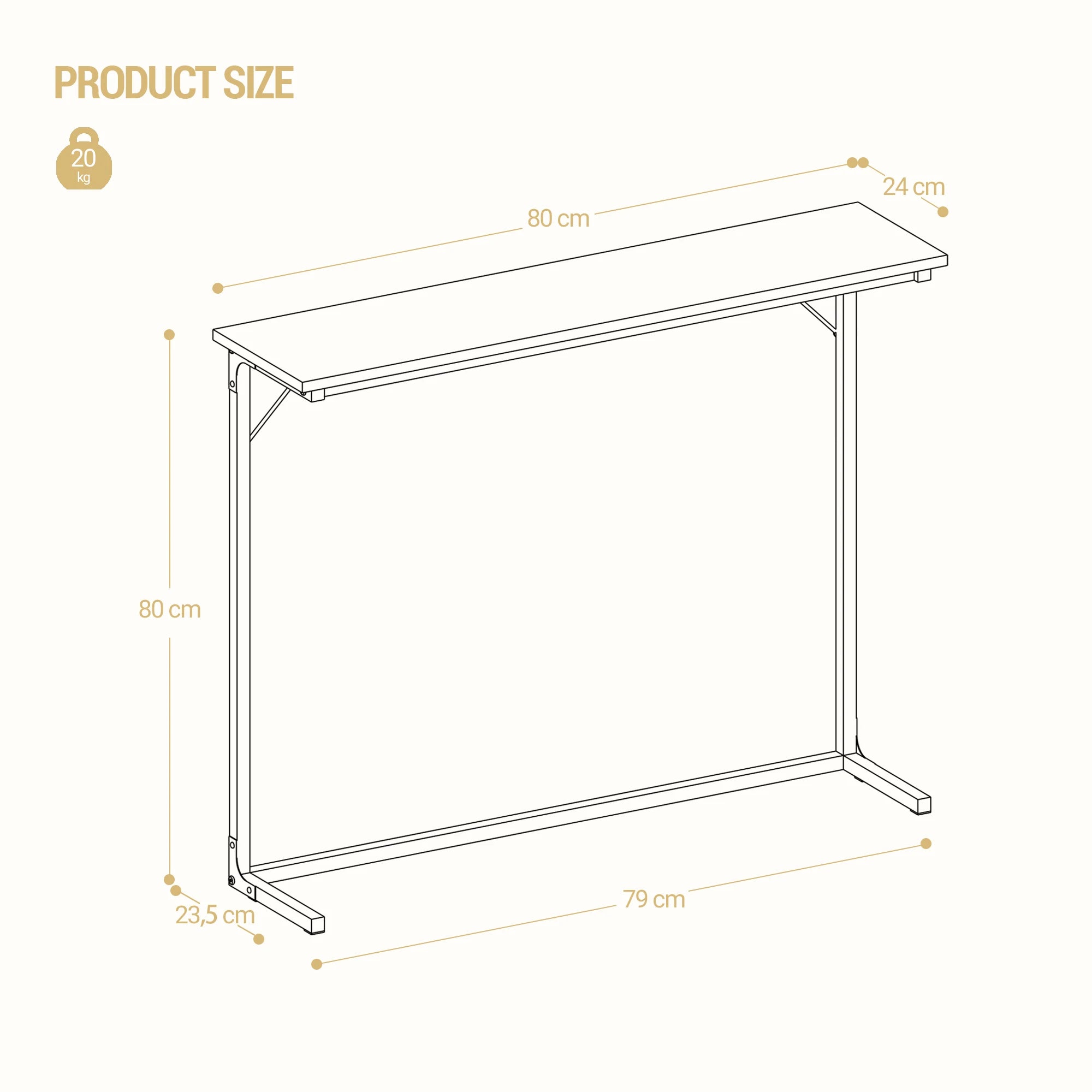 Smalle Industriële Sidetable / Console Tafel – Haltafel, Sofa Tafel voor Woonkamer en Gang – Zwart & Rustiek Bruin