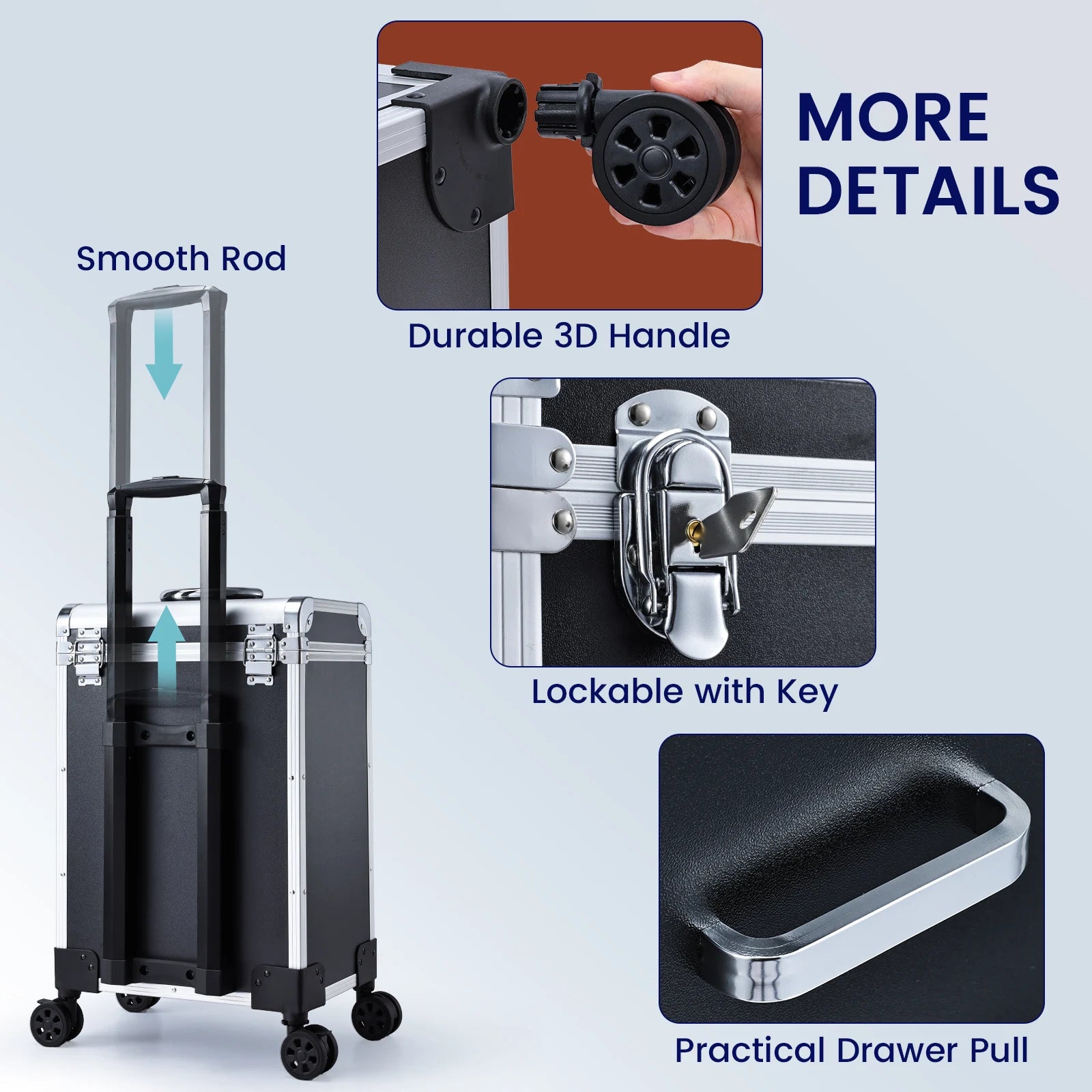 Professionele Cosmetica Trolley met Slot – Grote Make-up Train Case met Lades en Wielen – Duurzaam PVC Organizer voor Visagisten en Make-up Lovers