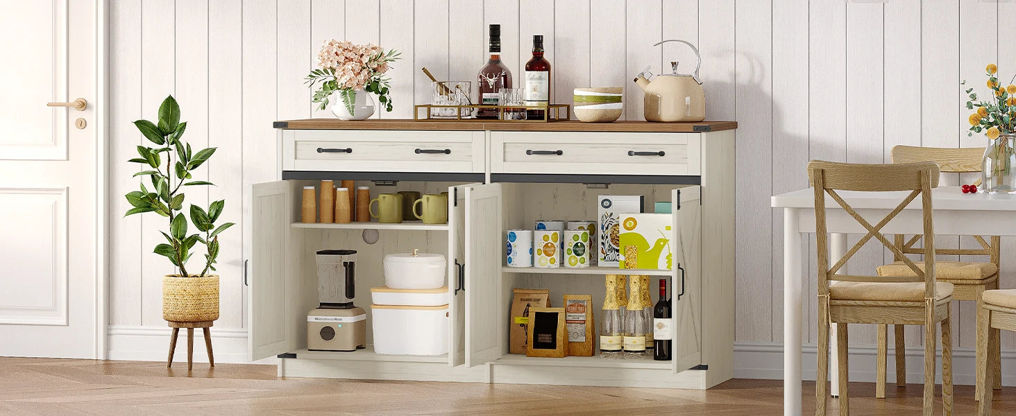 Ruime Keukenkast Sideboard met 1 Lade & 2 Deuren – Verstelbare Planken & Robuuste Opslagkast voor Woonkamer en Keuken