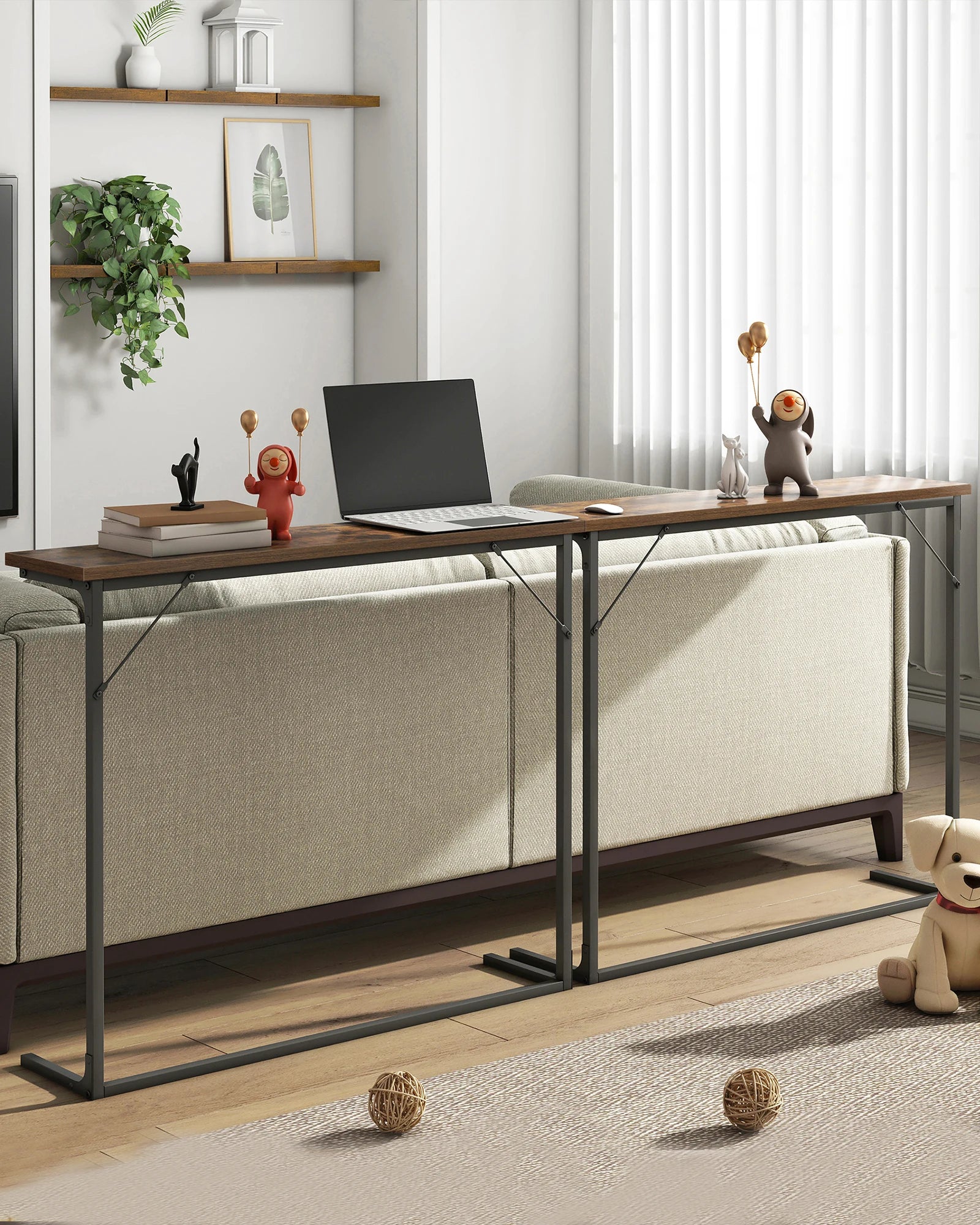 Console tafel ‑ smalle industriële sofa tafel voor woonkamer en entree