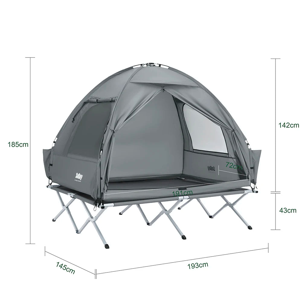 3-in-1 Opblaasbare Campingtent Groen – Met Lamphaak, Schoenopslag en Draagtas met Wielen
