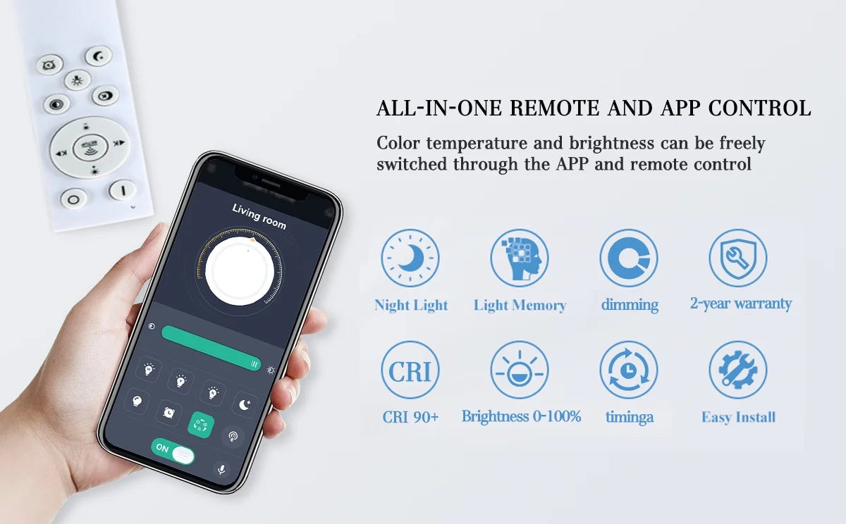 Moderne LED Plafondlamp met Afstandsbediening – Vierkante Dimbare Smart Ceiling Light