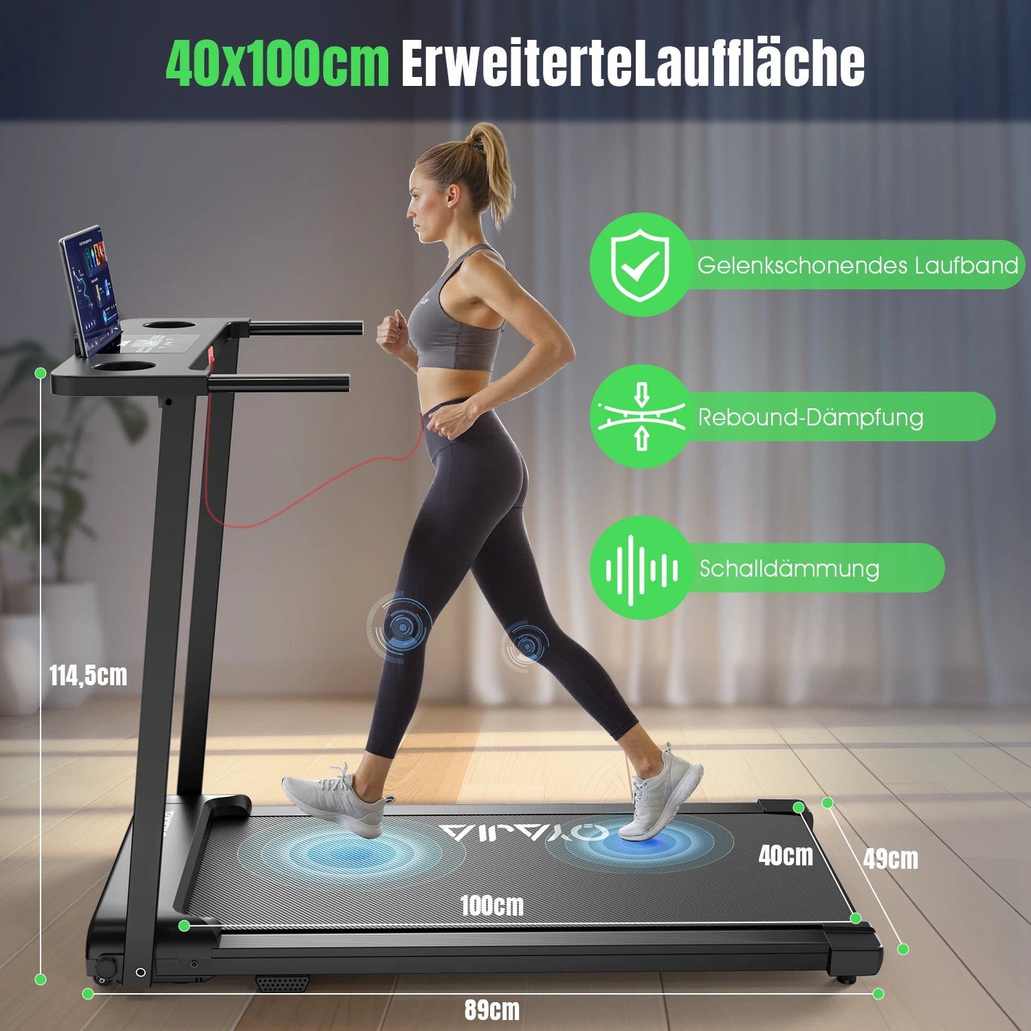 3-in-1 Inklapbare Loopband voor Thuis met App & LED Display – Stil tot 12 km/u