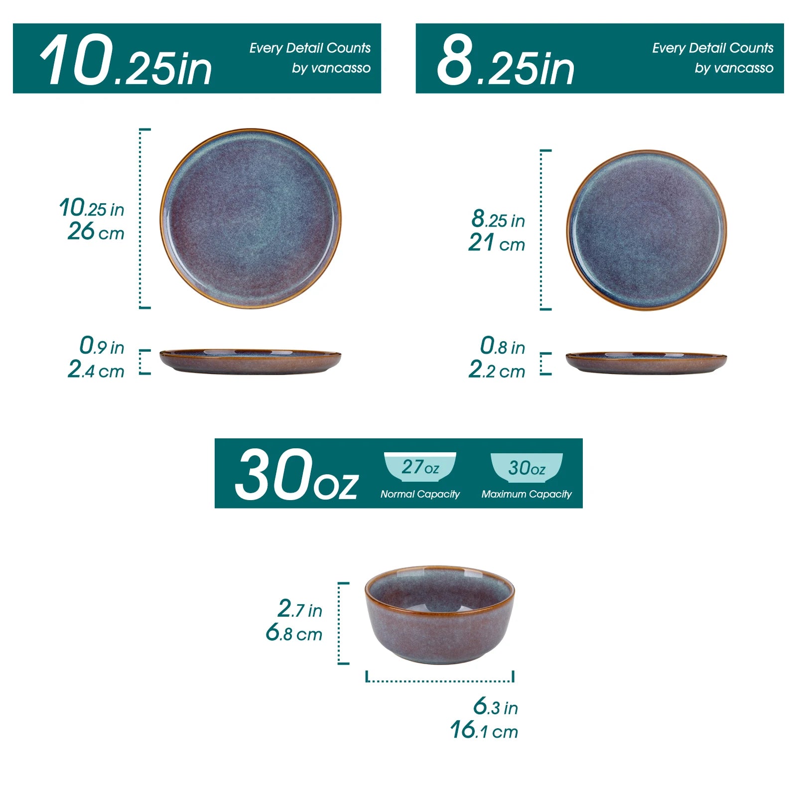 Serviesset 12-24 Delig Grijs-Blauw – Keramiek Aardewerk Servies met Reactief Glazuur voor 4-12 Personen