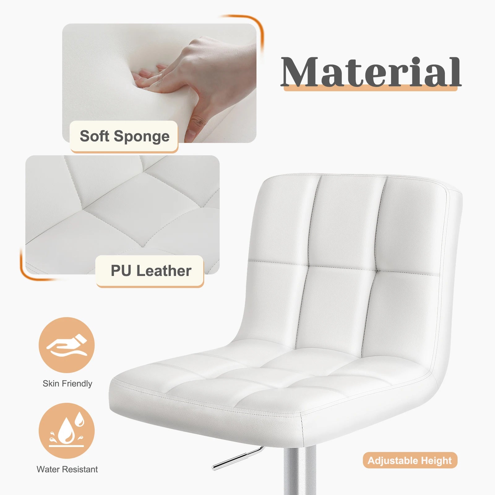 Ergonomische Verstelbare PU‑Leren Draaistoel – Comfortabele Bureaustoel met Zachte Zitkussen en 360° Swivel