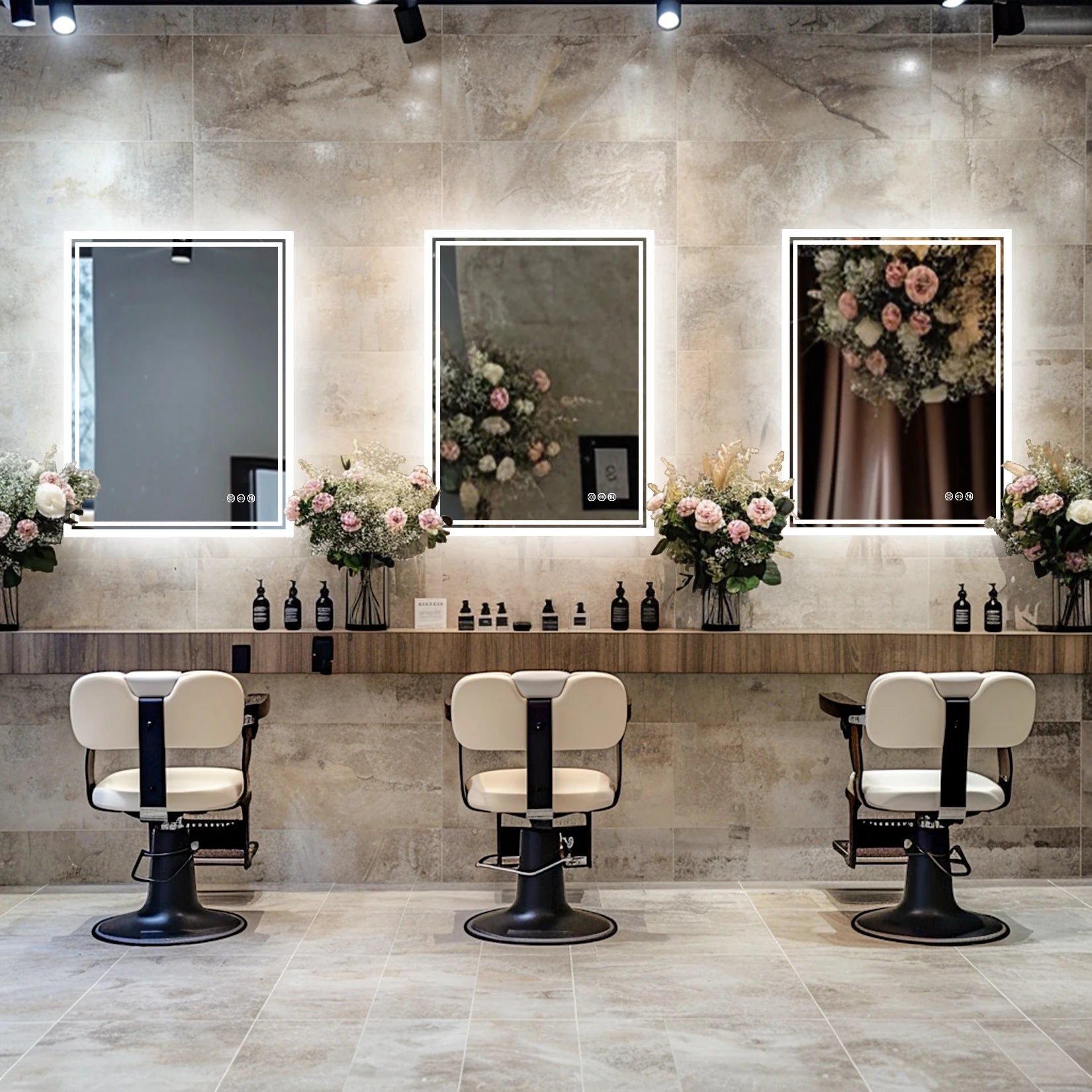 LED Badkamerspiegel met Verlichting – Dimbaar, Anti-Condens, Touch Bediening, IP65 Waterbestendig, Warm & Koel Licht