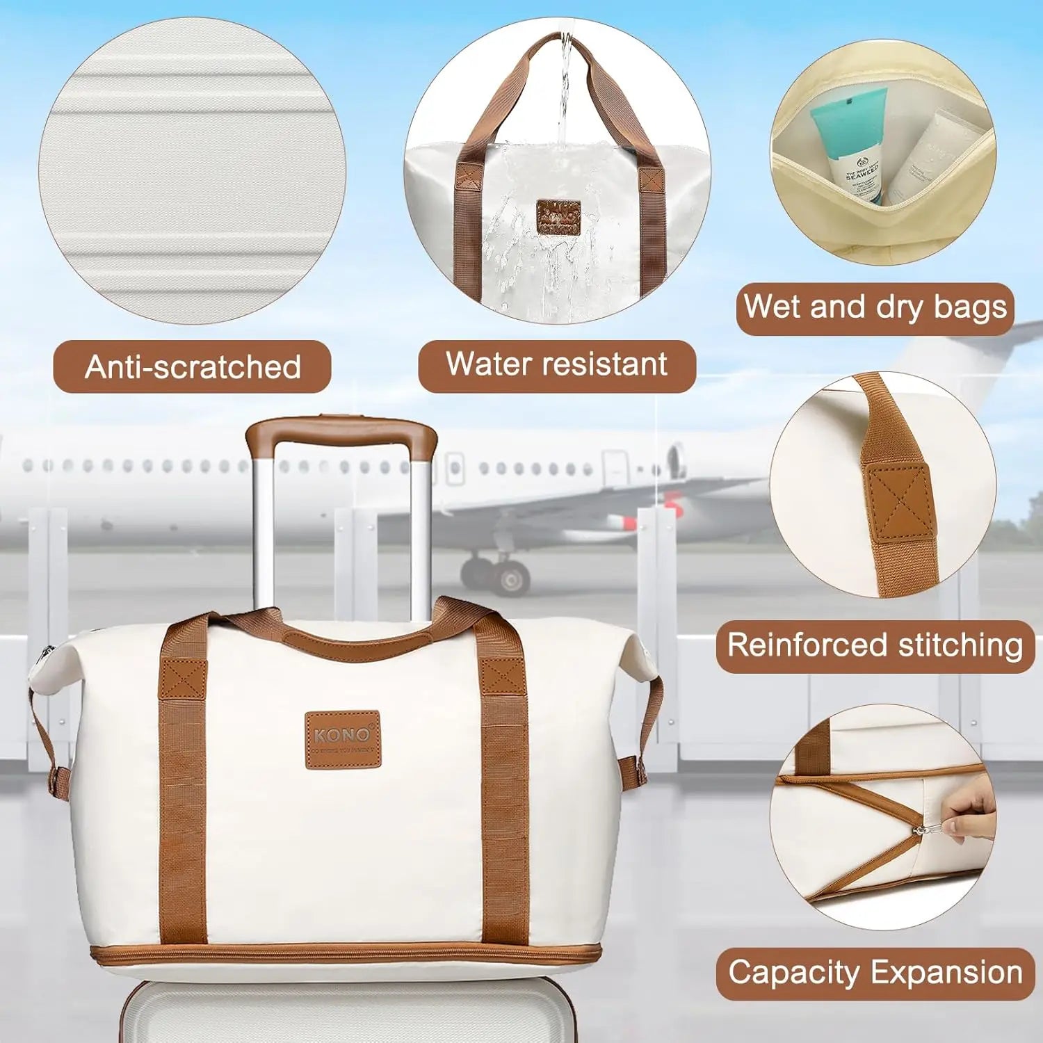 4-delige Kofferset – 55cm Handbagage, Beautycase, Reistas & Toilettas – ABS Hardcase – TSA-Slot – 360° Wielen