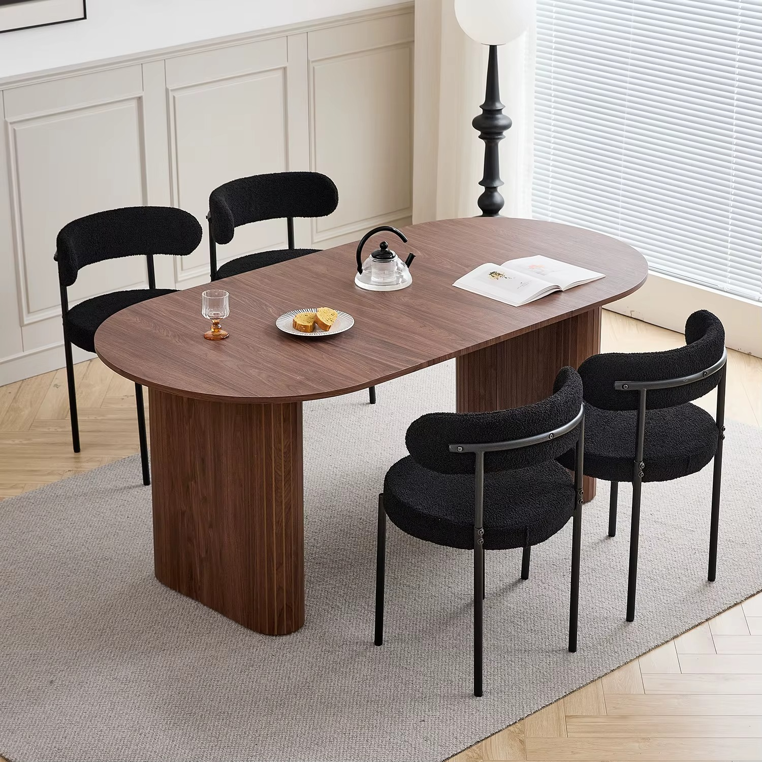 Ovale Eettafel 180×90 cm – Scandinavisch Design, Massief Houten Blad voor 6–8 Personen