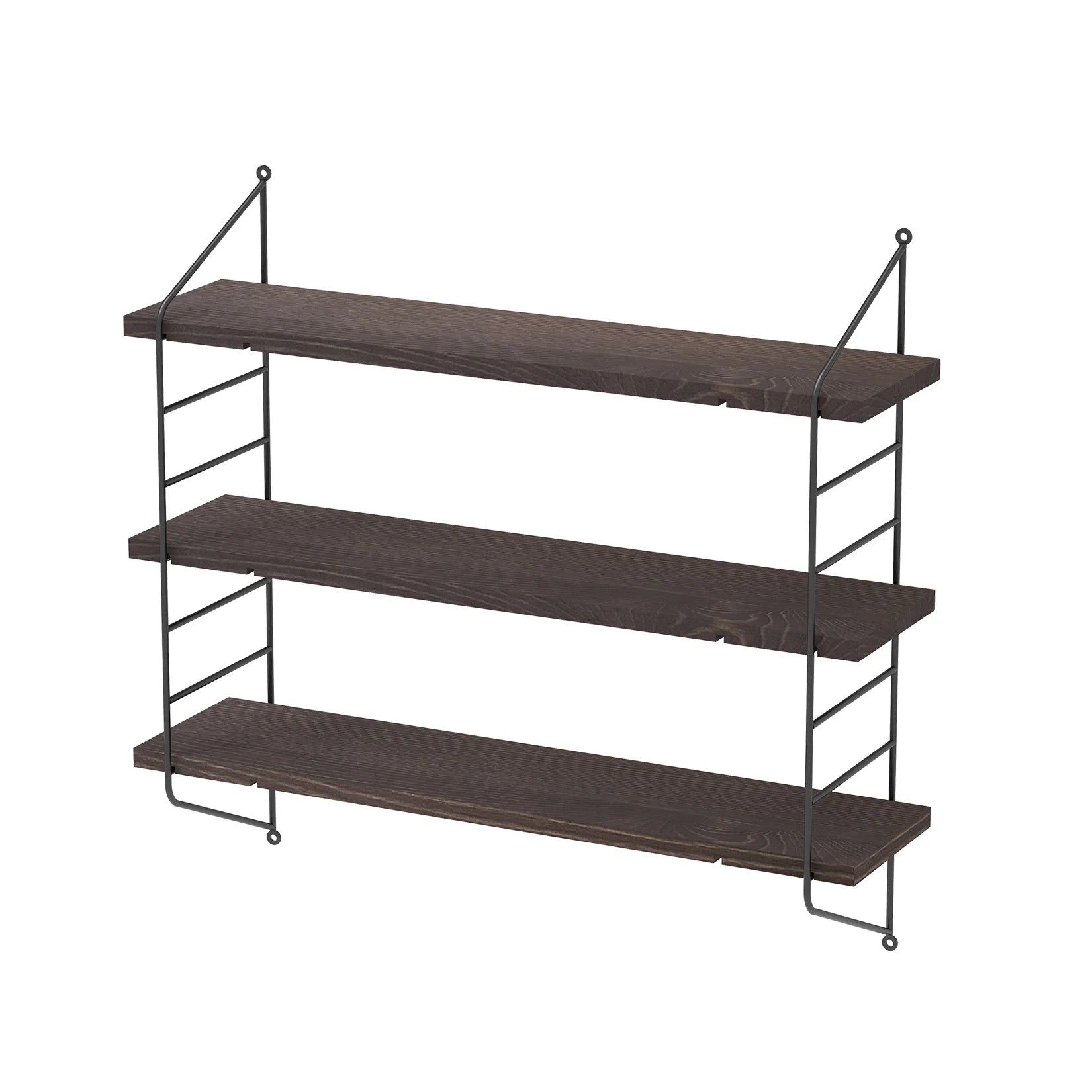 Moderne Zwevende Wandplanken 23 Inch – Industrieel Wandrek met Metaal en Hout = 3-Laags Verstelbare Wandplank