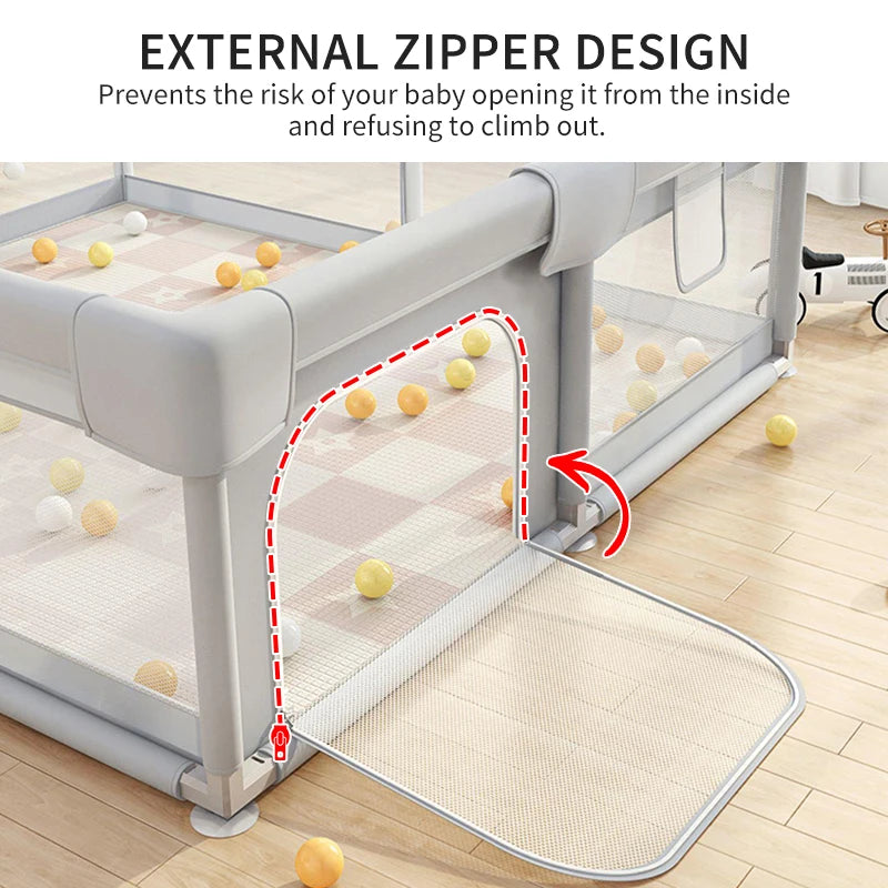 Grote Baby Speelbox met Schuim‑bescherming & Ballenbak – Veilige Speelruimte voor Baby’s (0‑6 Jaar)