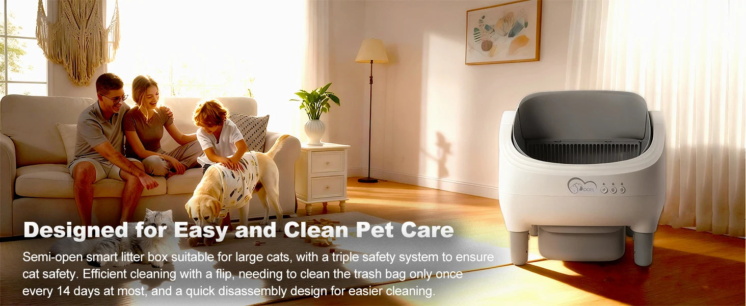 Automatische Kattenbak Zelfreinigend – Open-Top Kattenbak met App Bediening, Grote Capaciteit, Smart Litter Box met 2.4G WiFi