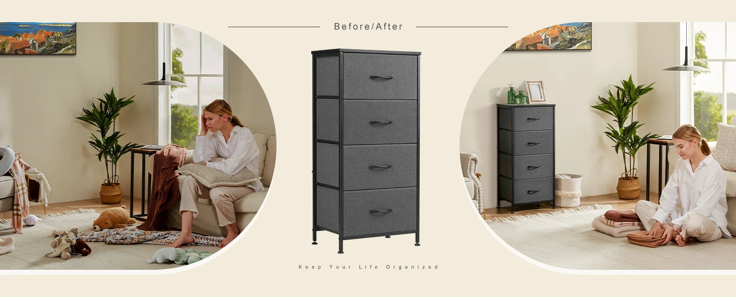 Moderne Kast met 4 Lades – Multifunctionele Slaapkameropberger